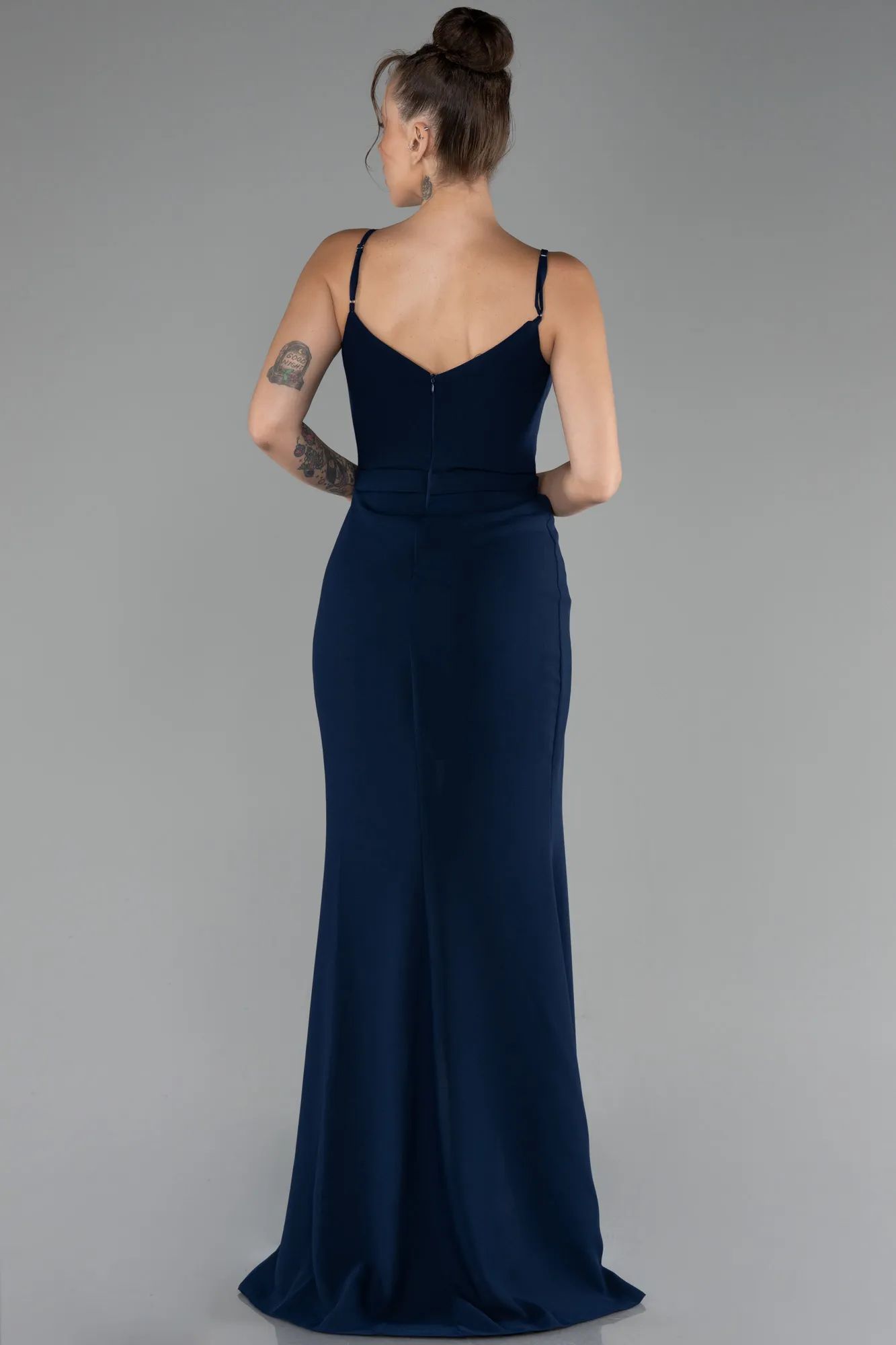 Navy Blue-Straps Long Evening Gown ABU4299