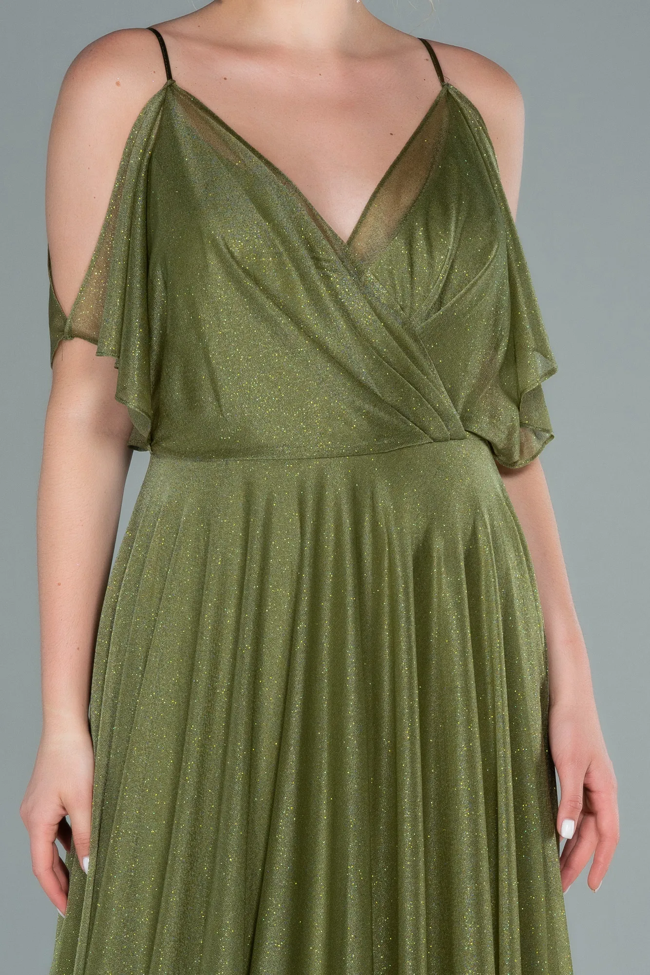 Oil Green-Long Evening Dress ABU2484