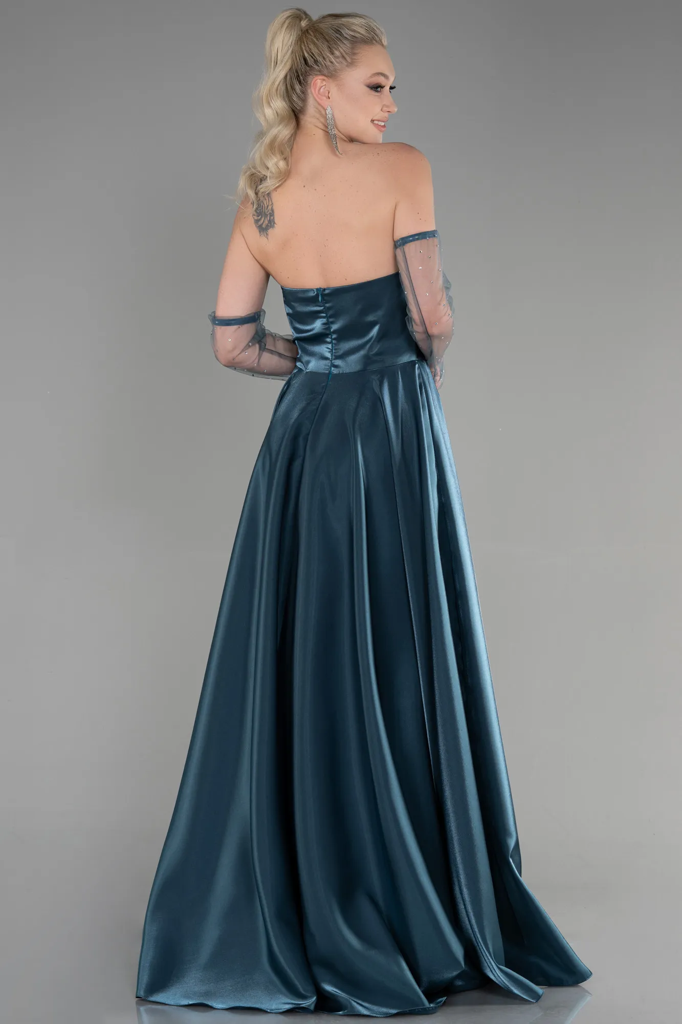 Oil Green-Long Evening Dress ABU3604