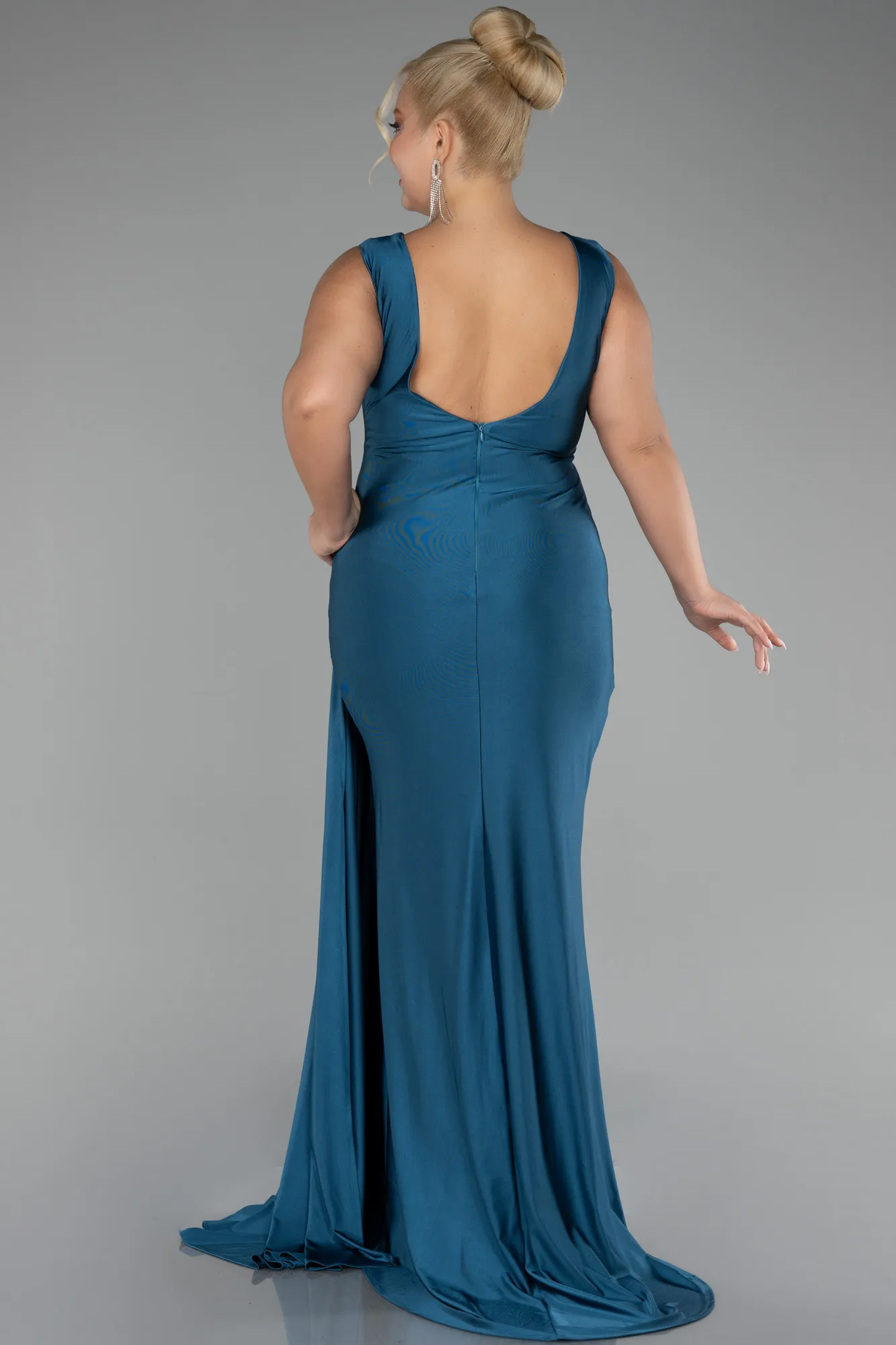 Oil Green-Long Formal Plus Size Dress ABU3737