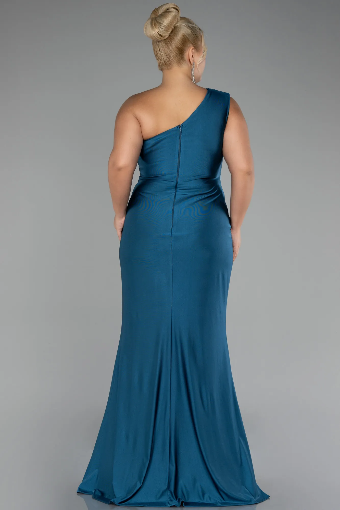 Oil Green-Long Plus Size Engagement Dress ABU4148