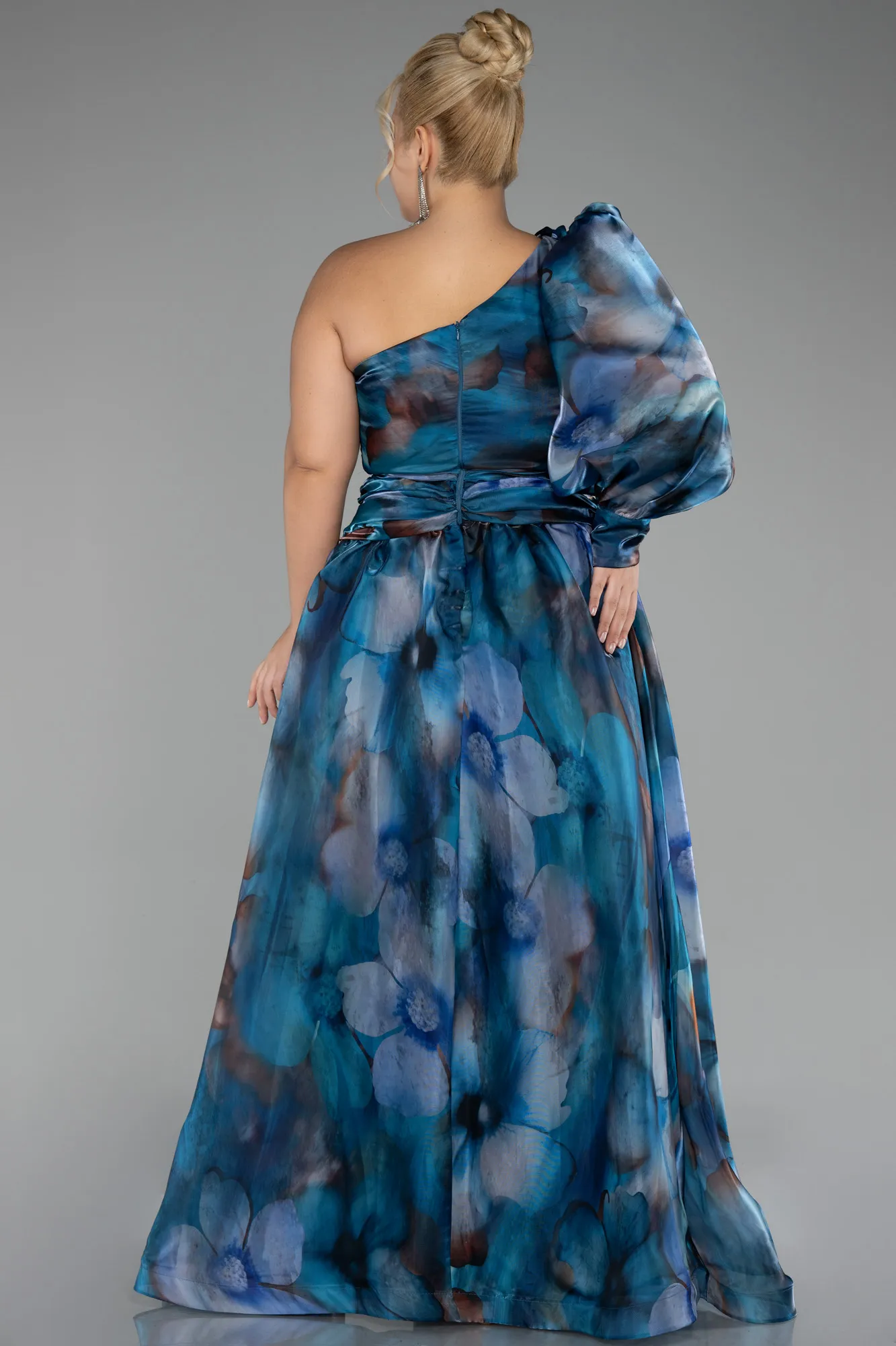 Oil Green-Long Plus Size Engagement Dress ABU4218