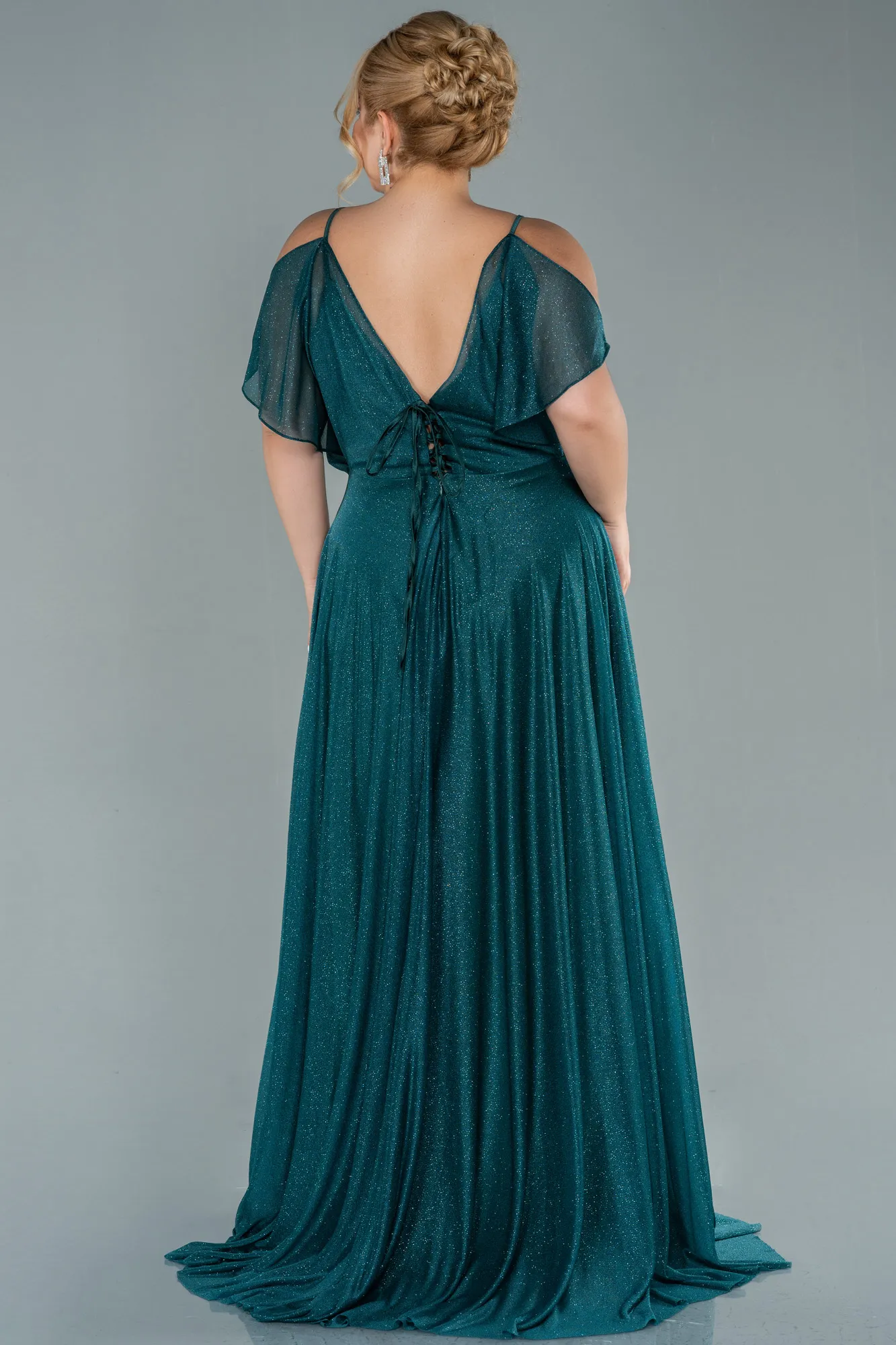 Oil Green-Long Plus Size Evening Dress ABU2487