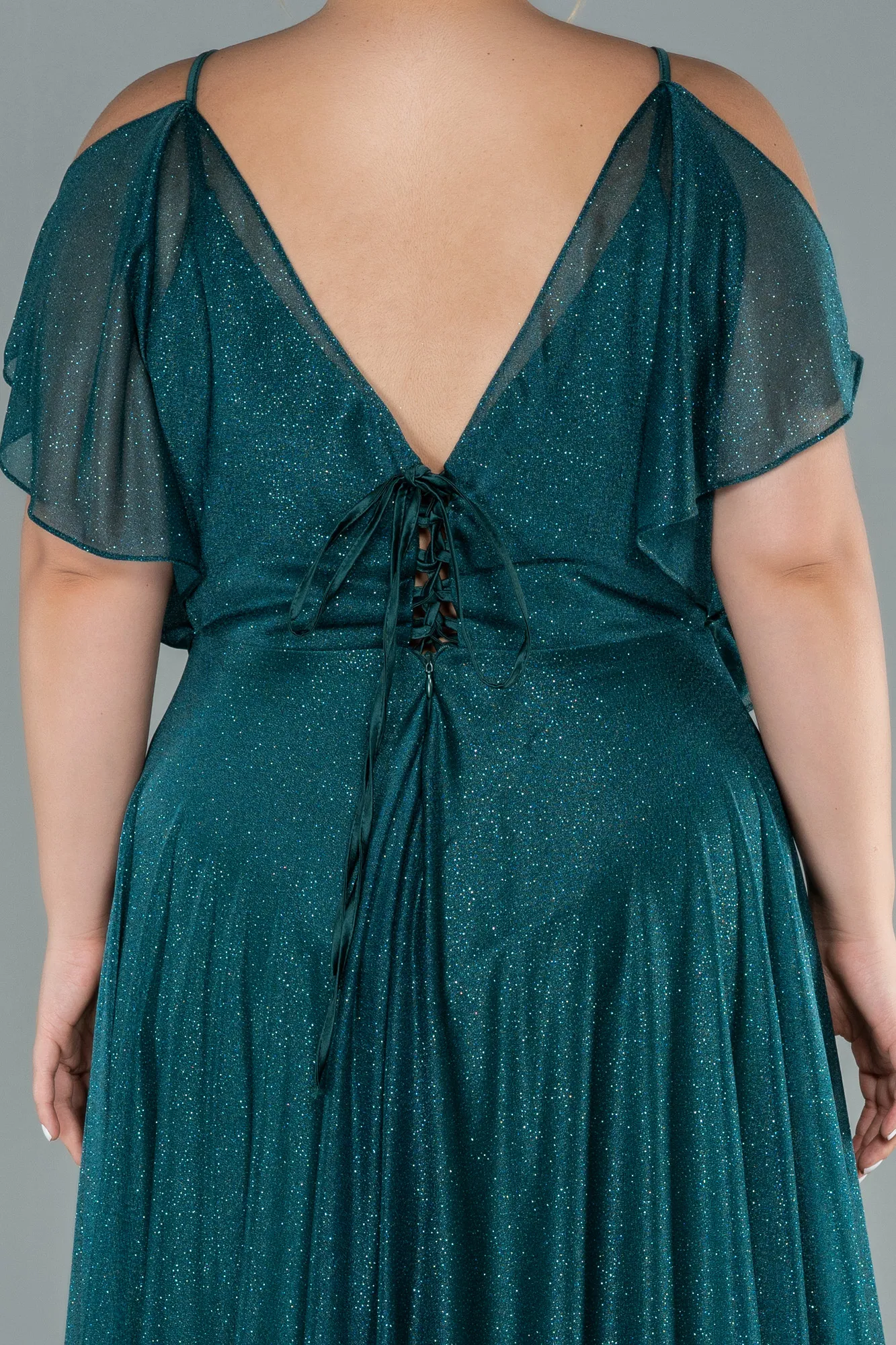 Oil Green-Long Plus Size Evening Dress ABU2487