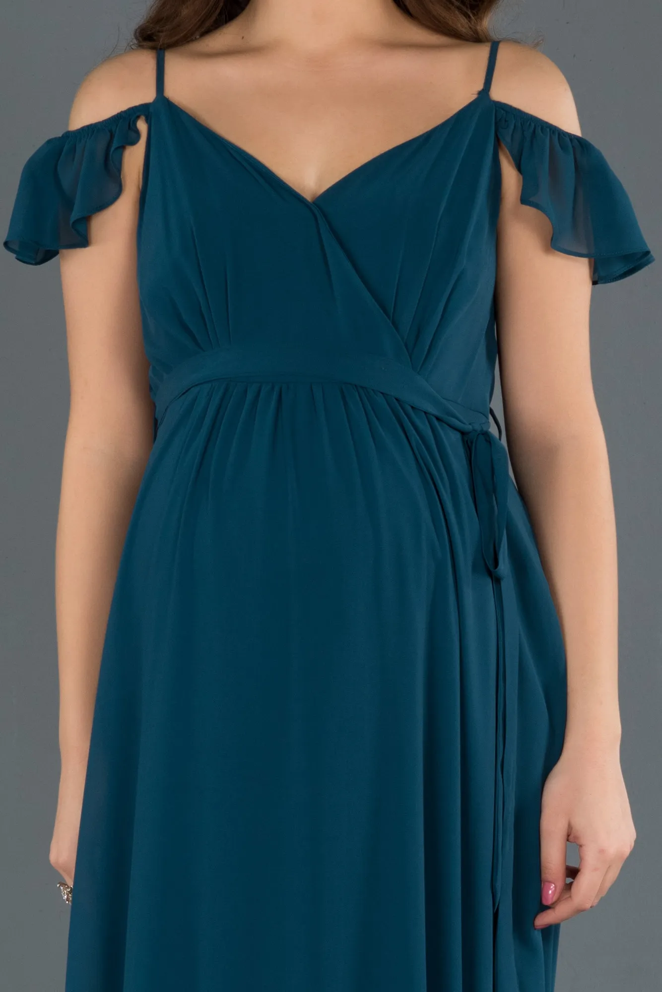 Oil Green-Long Pregnancy Evening Dress ABU756