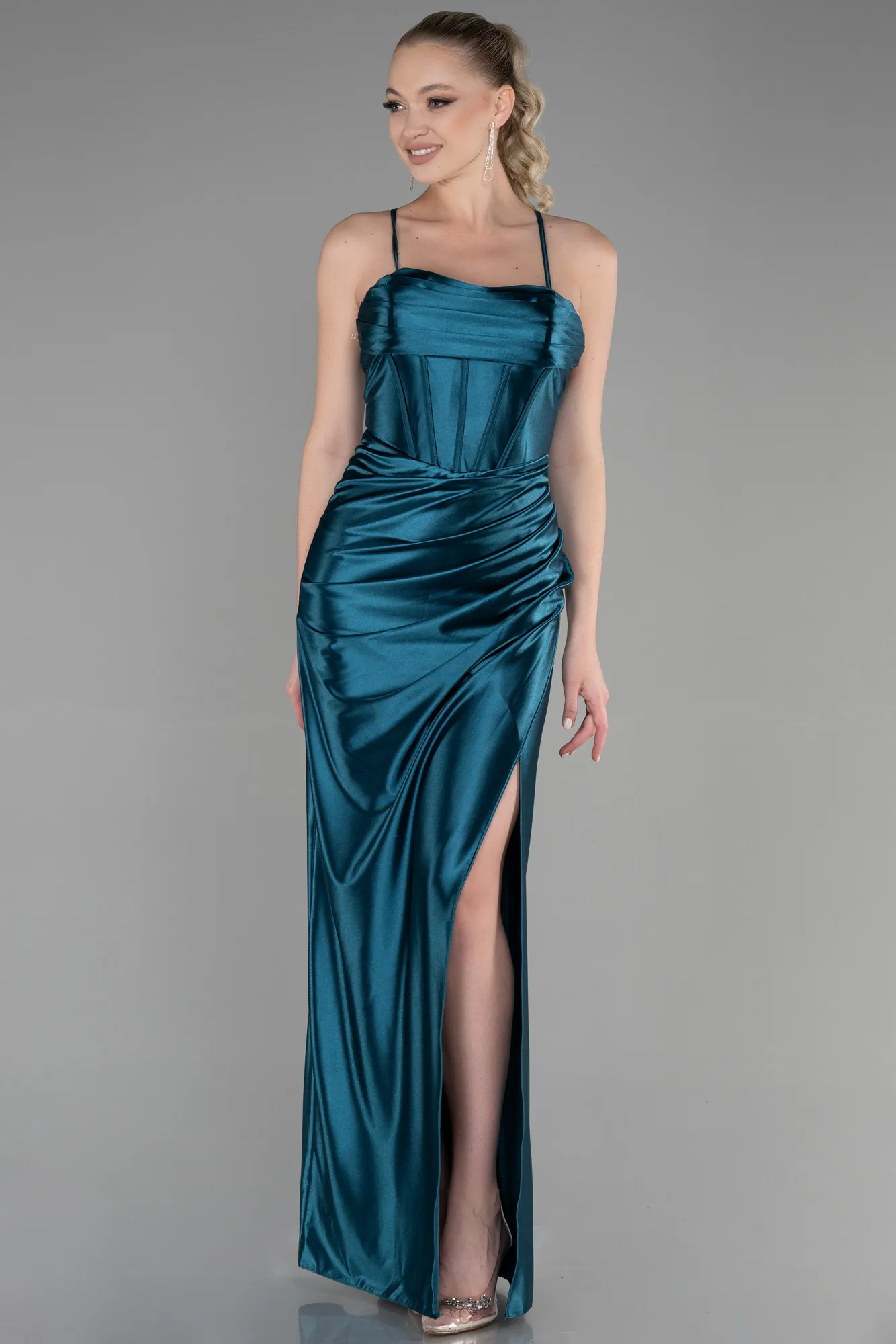 Oil Green-Long Prom Gown ABU3247