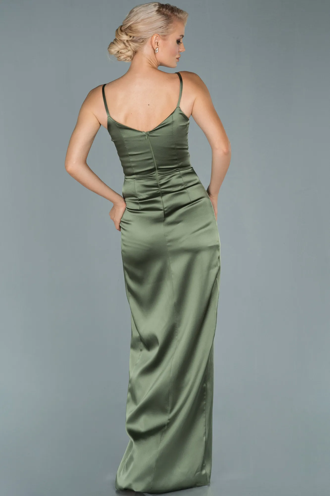 Olive Drab-Long Engagement Dress ABU564