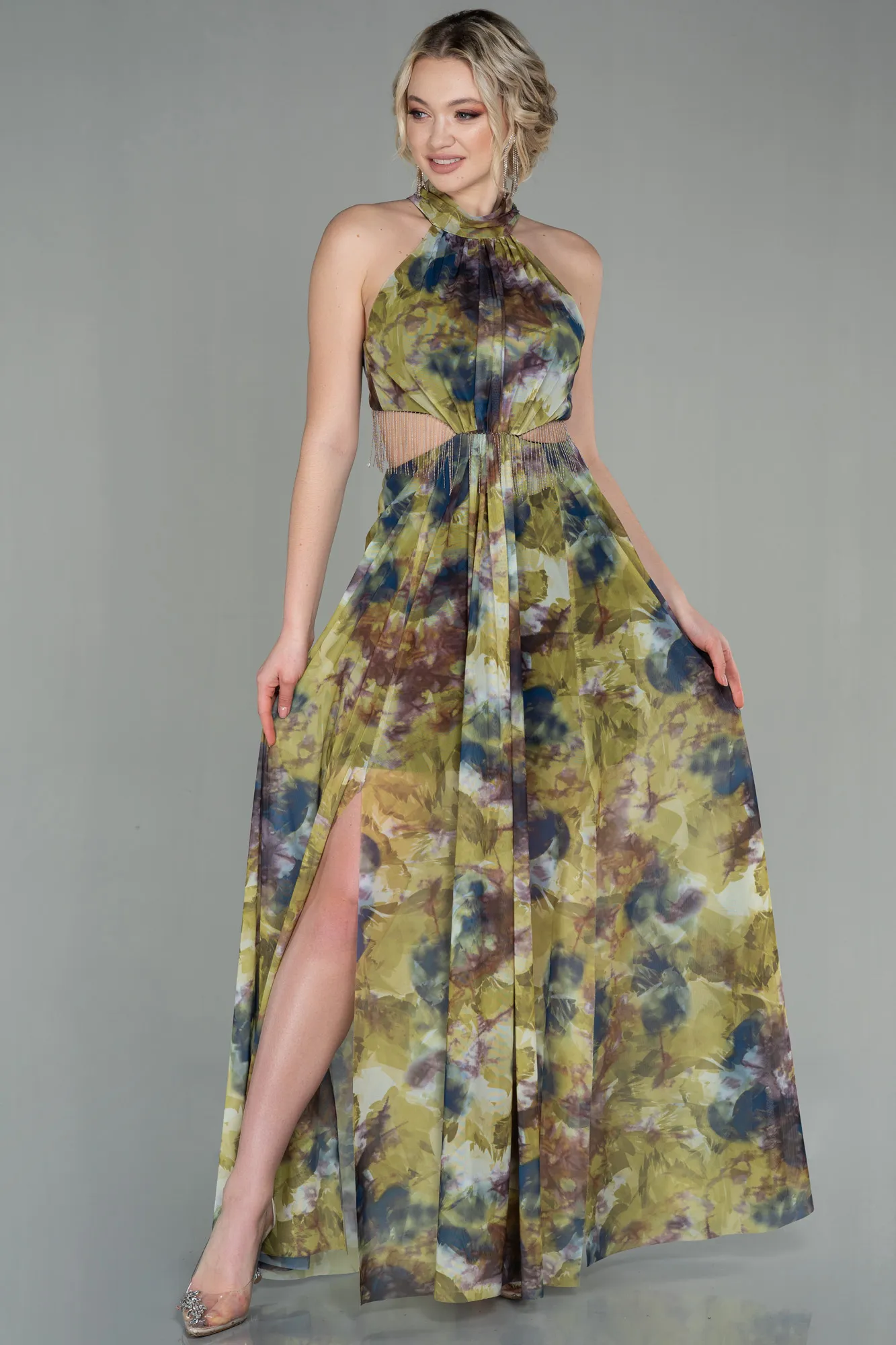 Olive Drab-Long Evening Dress ABU2891