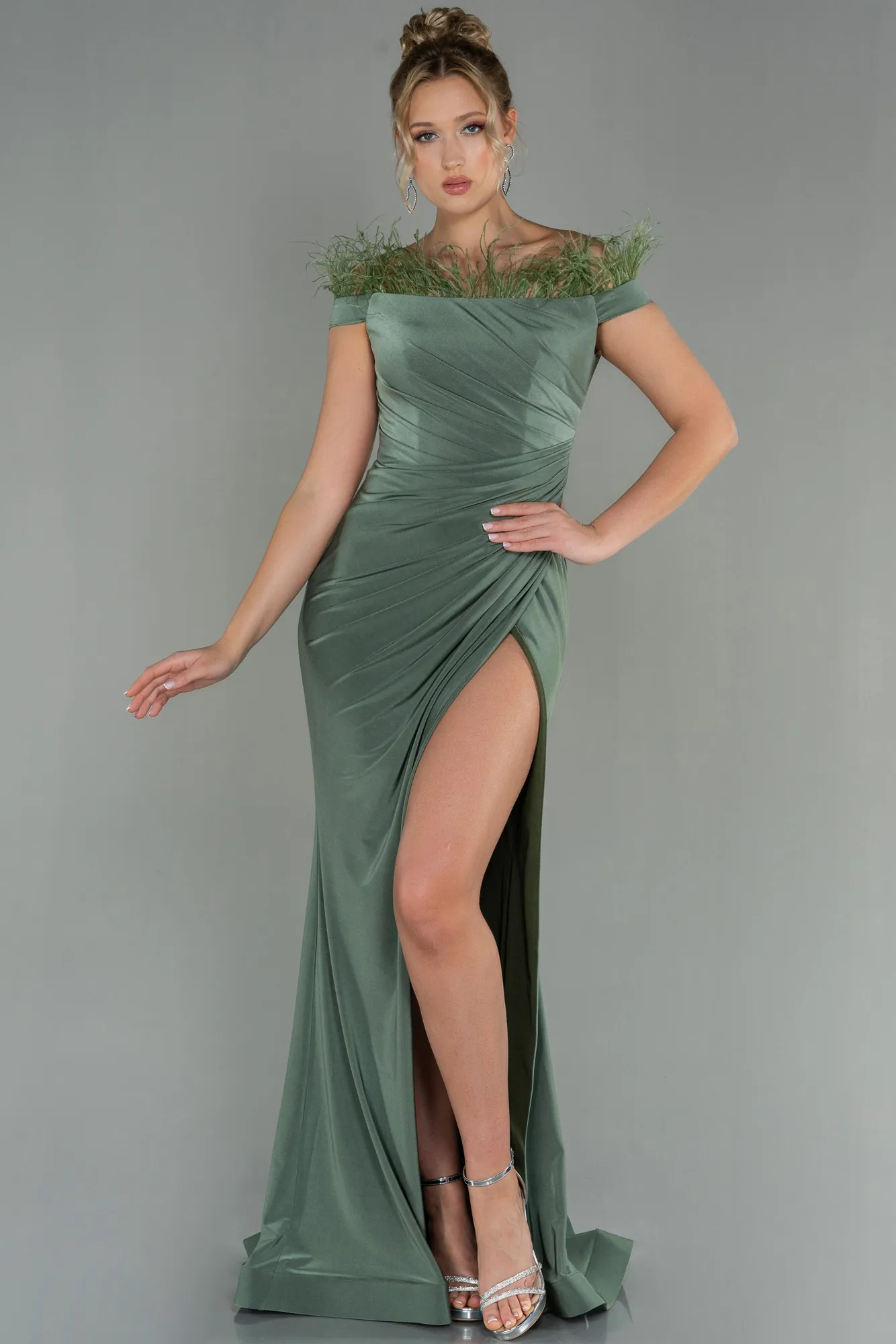 Olive Drab-Long Evening Dress ABU2906