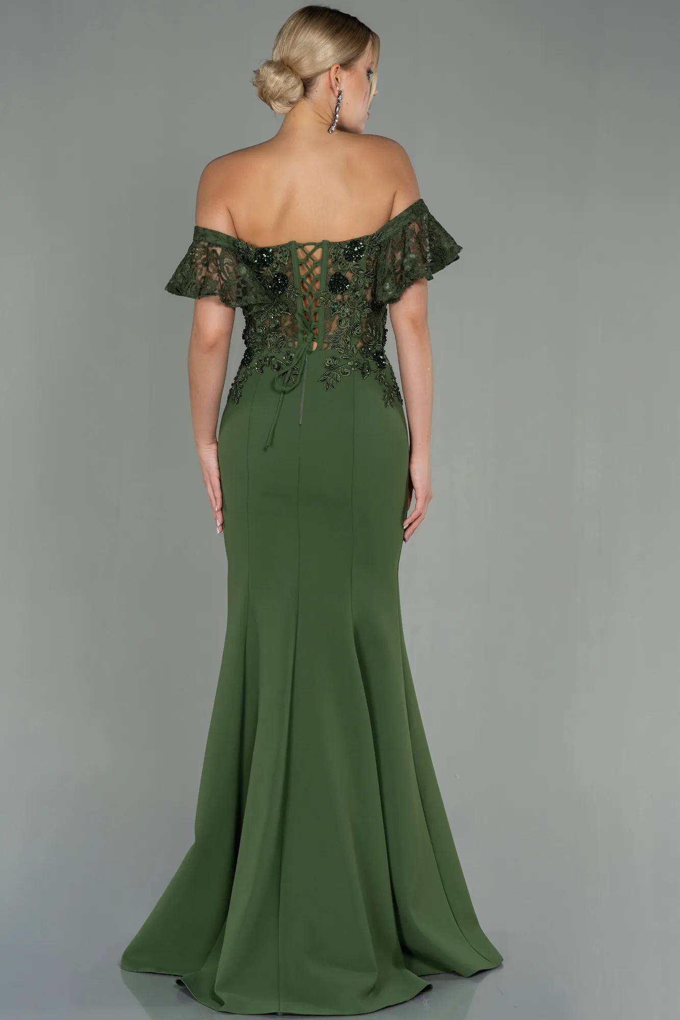 Olive Drab-Long Evening Dress ABU3077