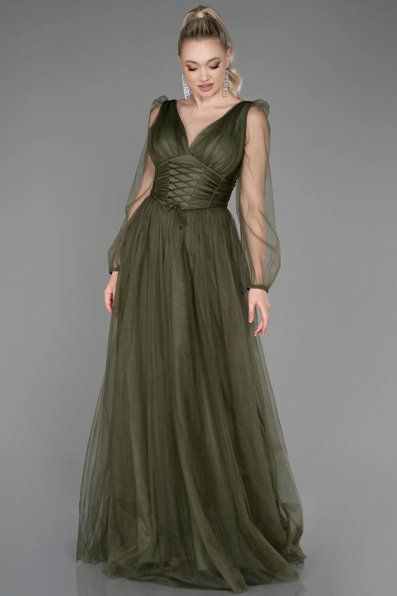 Olive Drab-Long Evening Dress ABU3207