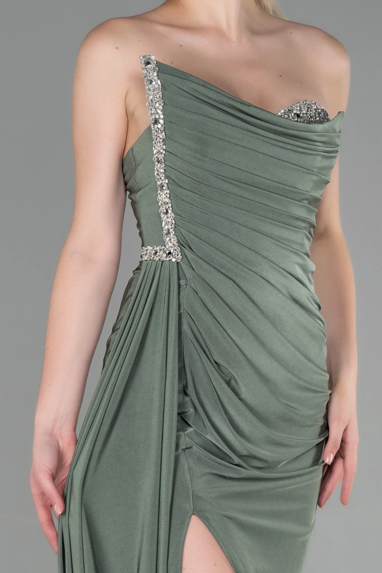 Olive Drab-Long Evening Dress ABU3342