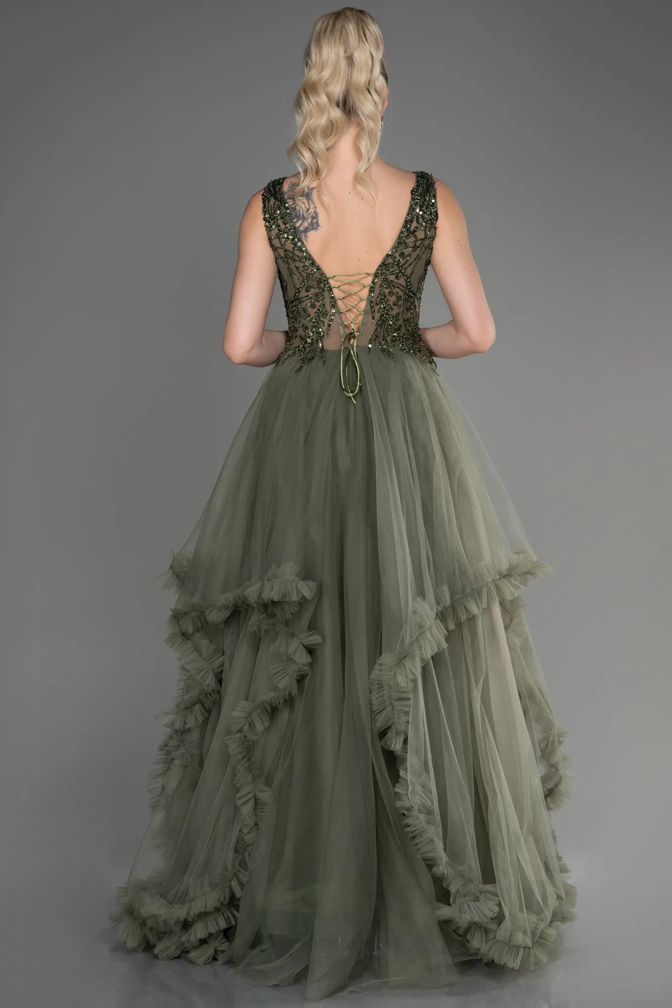 Olive Drab-Long Evening Dress ABU3529