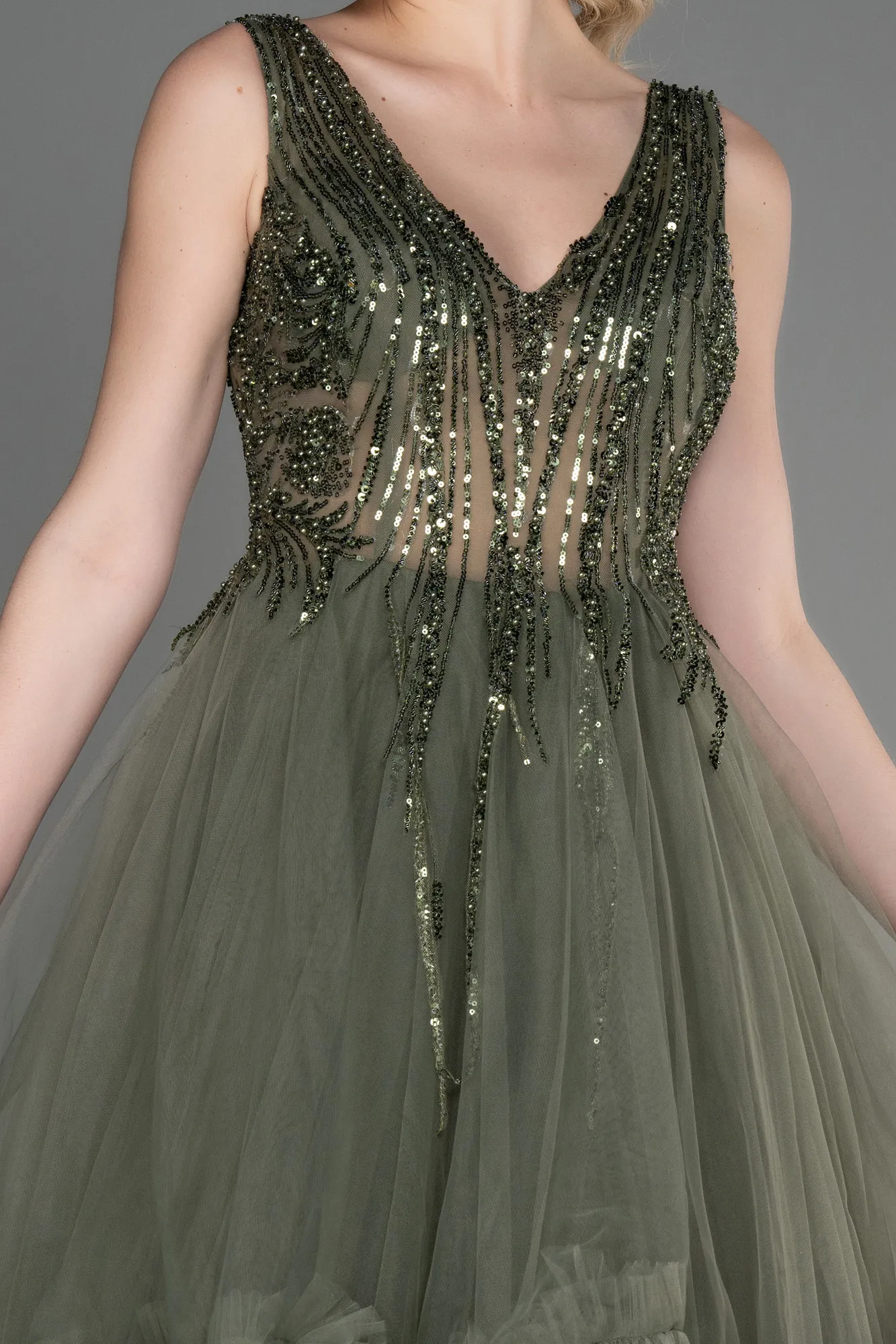 Olive Drab-Long Evening Dress ABU3529