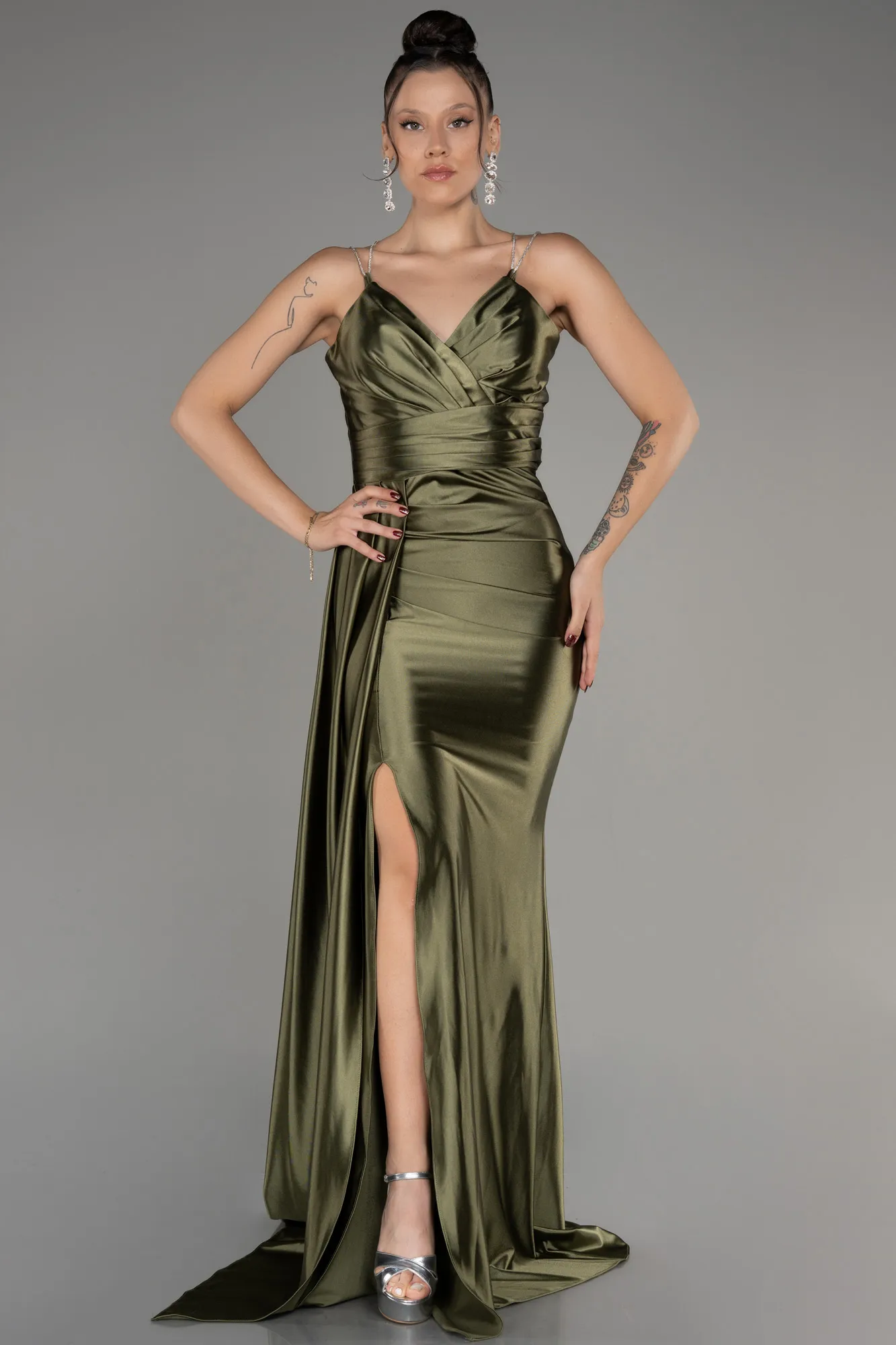 Olive Drab-Long Evening Dress ABU3564