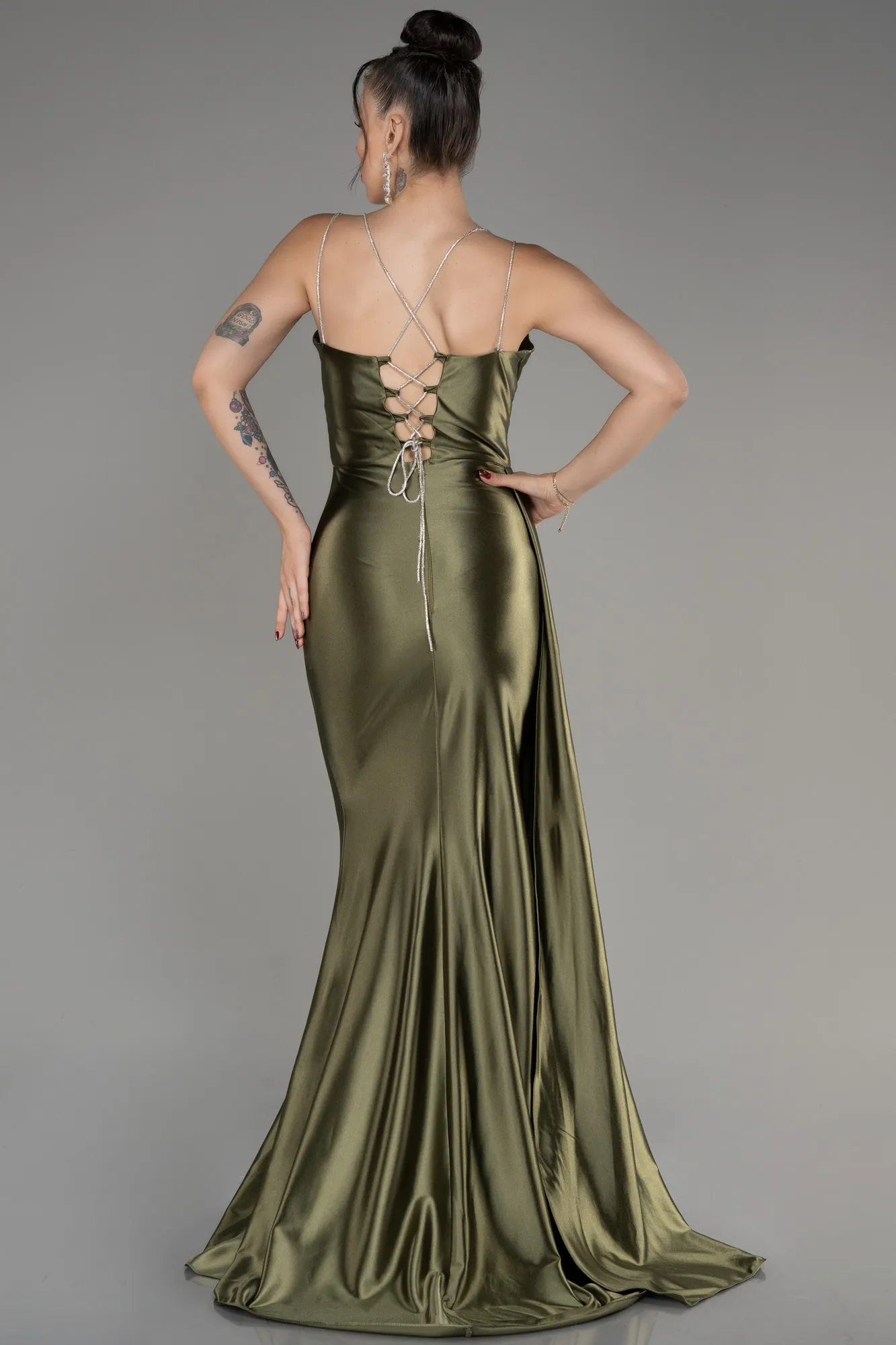 Olive Drab-Long Evening Dress ABU3564