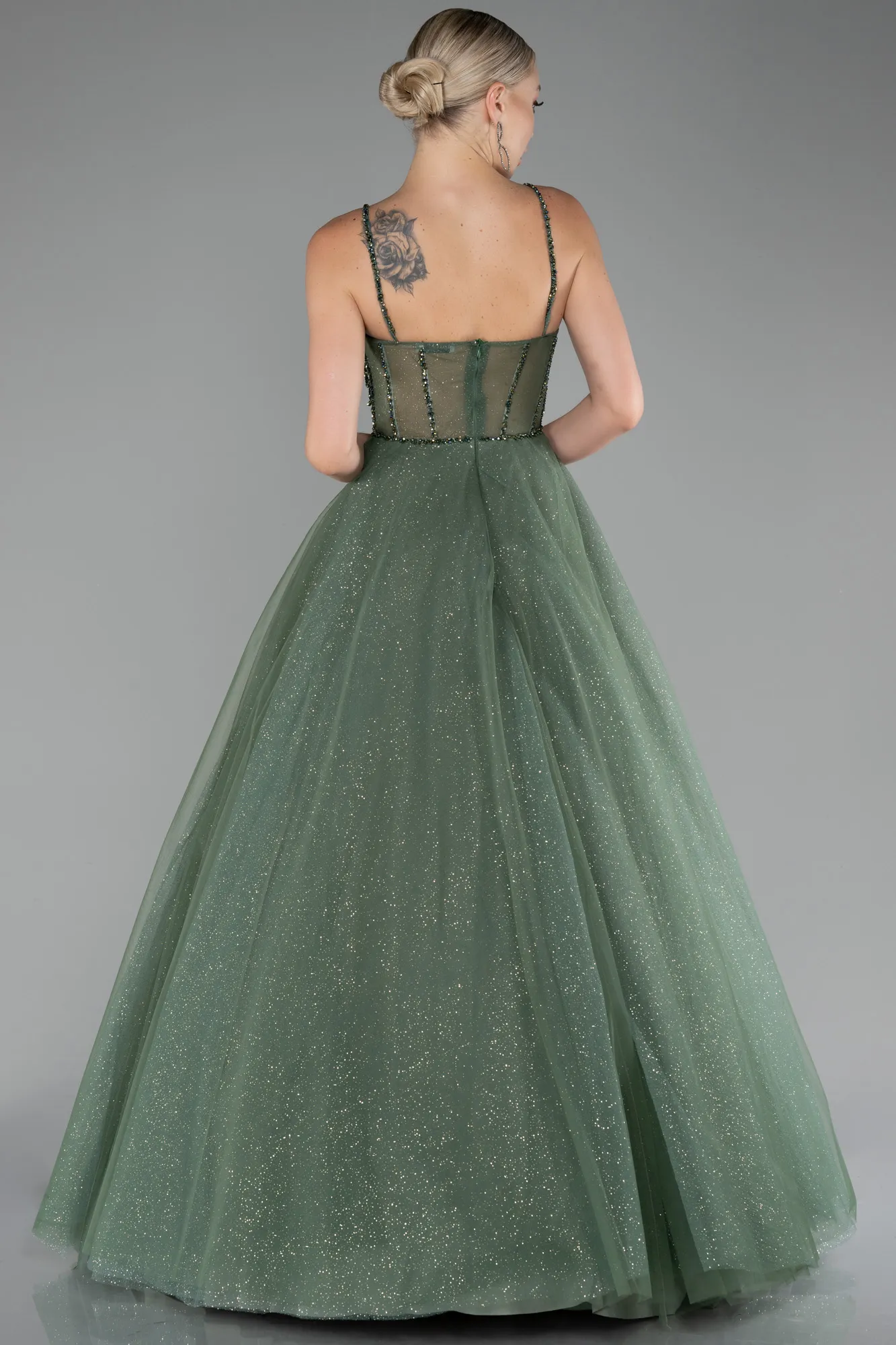 Olive Drab-Long Evening Dress ABU3805