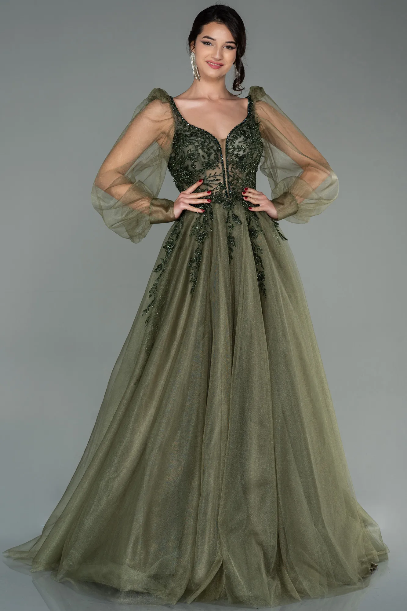 Olive Drab-Long Haute Couture ABU2790