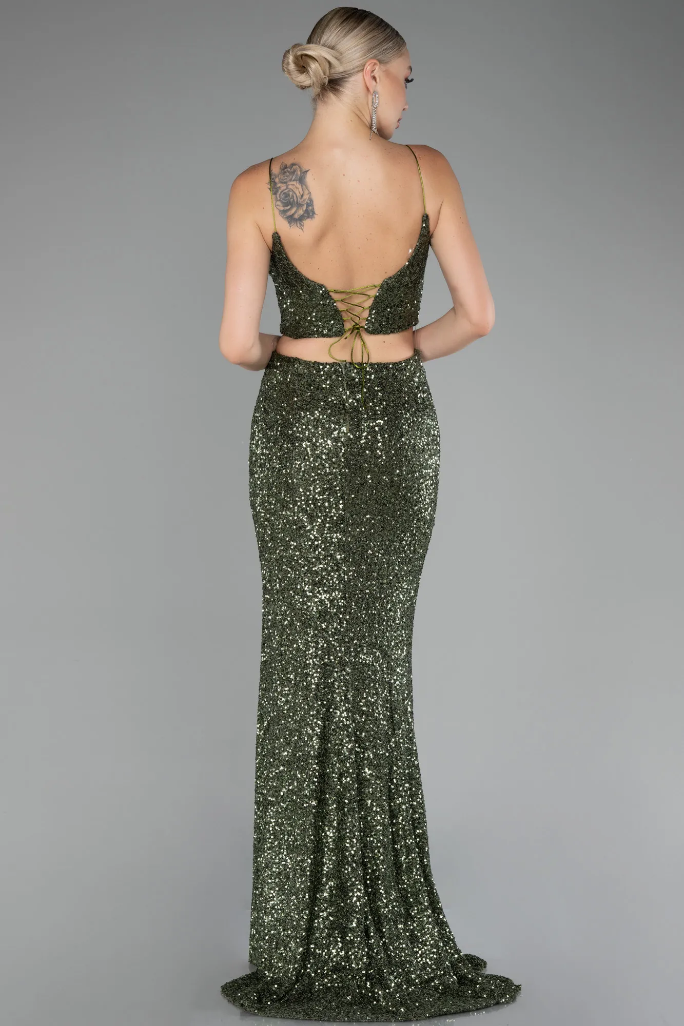 Olive Drab-Long Mermaid Prom Dress ABU3711