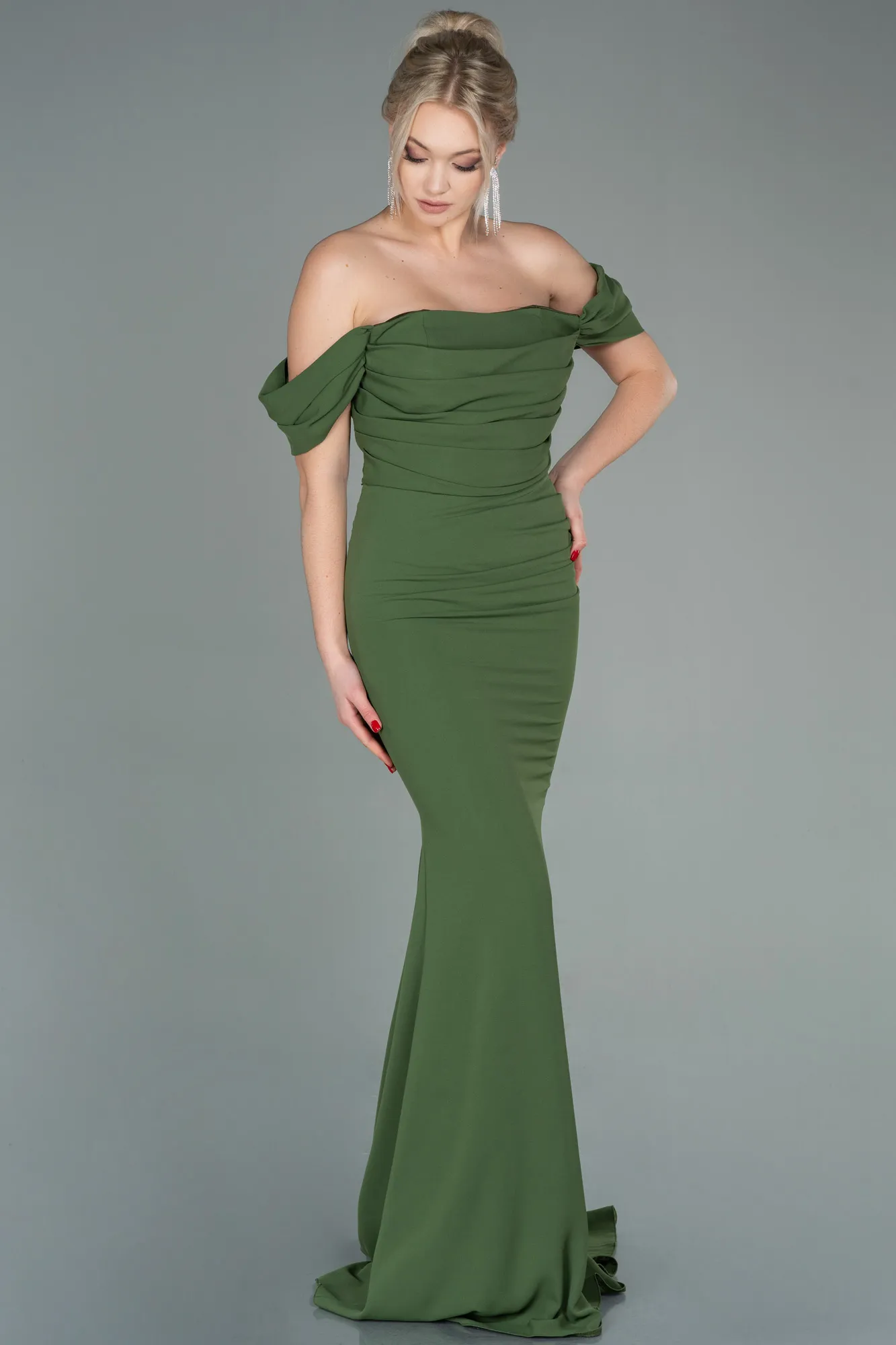 Olive Drab-Long Prom Gown ABU2783