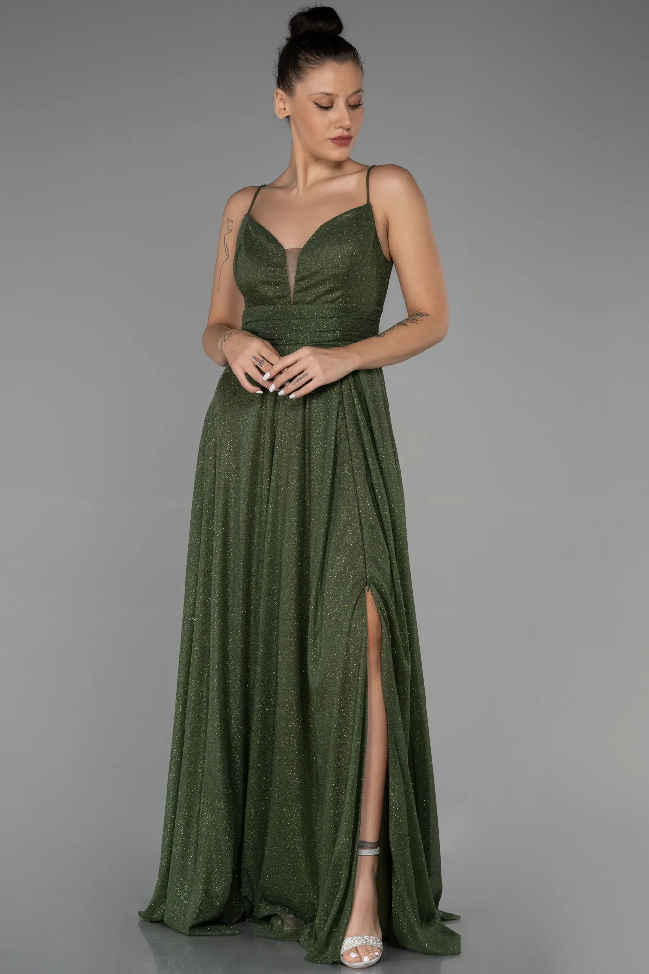 Olive Drab-Long Prom Gown ABU3195