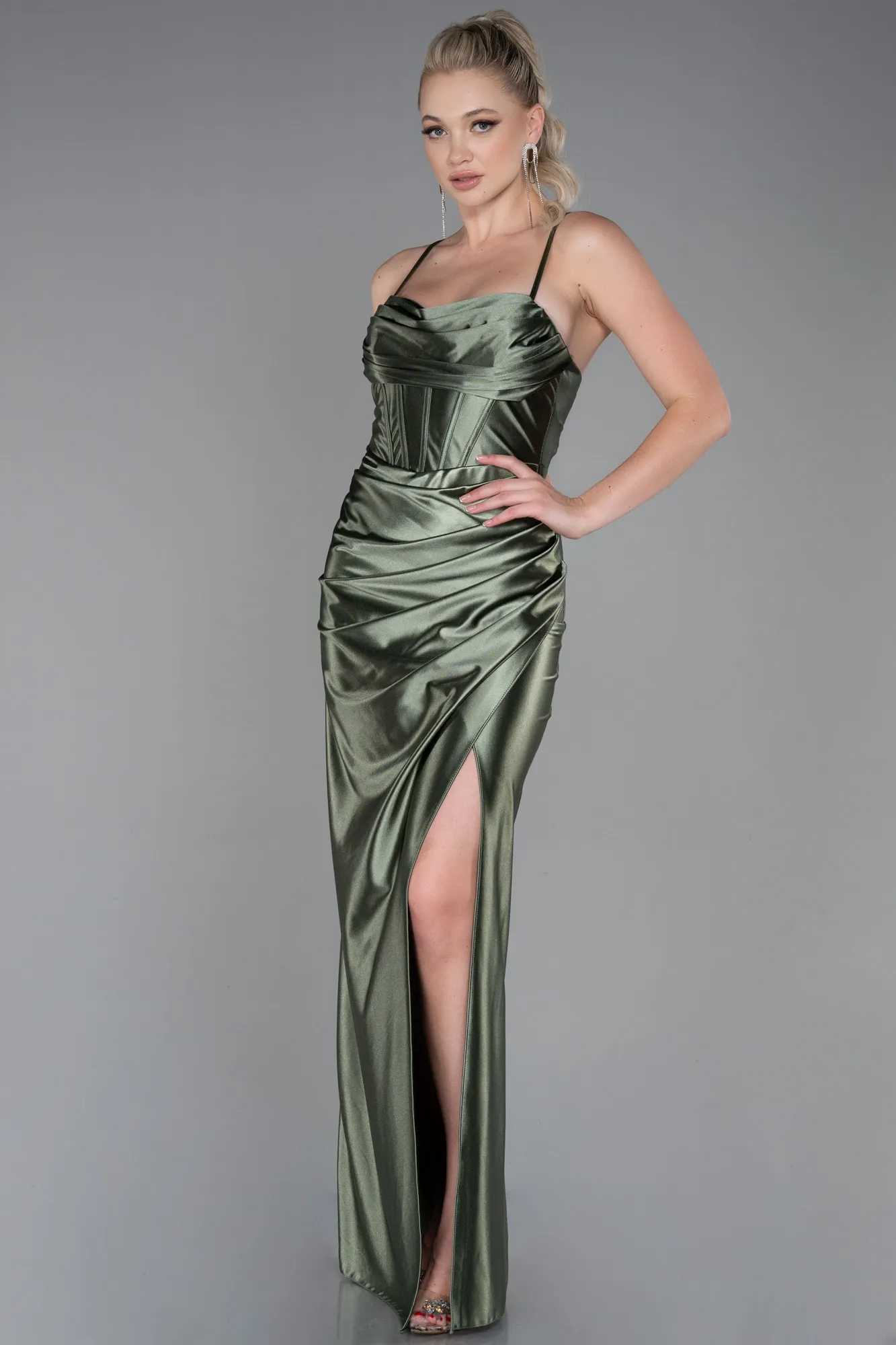 Olive Drab-Long Prom Gown ABU3247