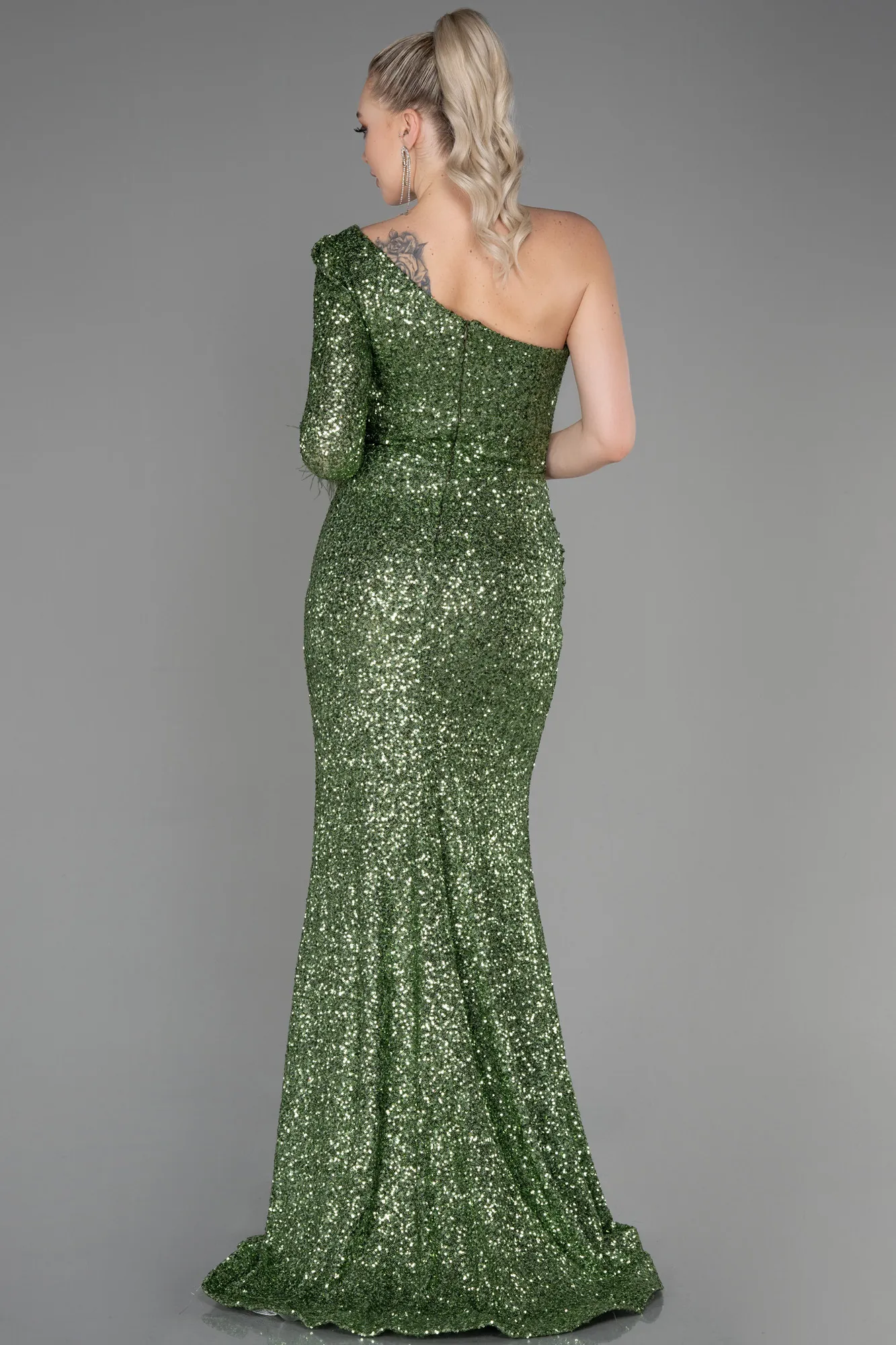 Olive Drab-Long Scaly Mermaid Prom Dress ABU3229