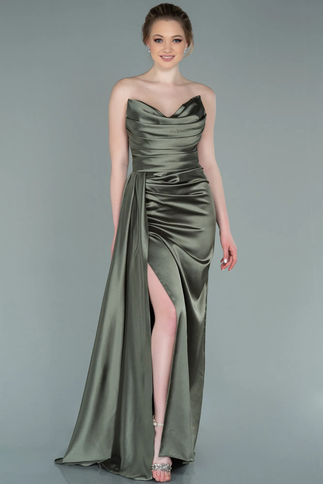 Olive Drab-Mermaid Evening Dress ABU3443
