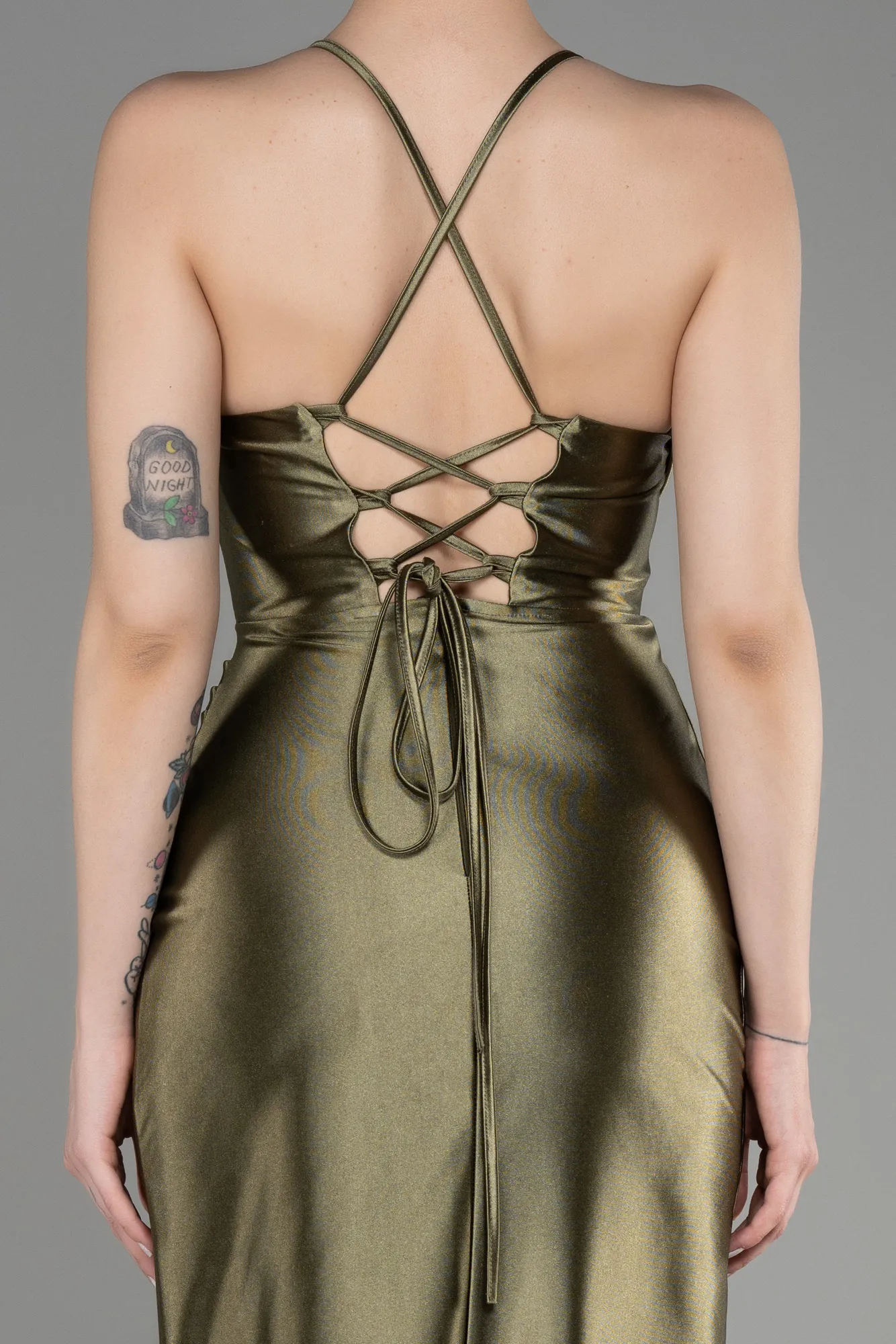 Olive Drab-Midi Party Dress ABK2019