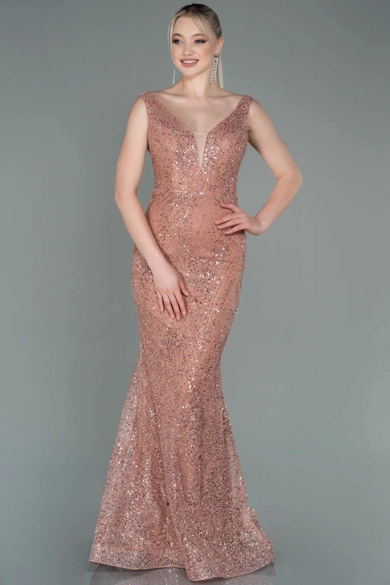 Onion Skin-Long Mermaid Prom Dress ABU3178