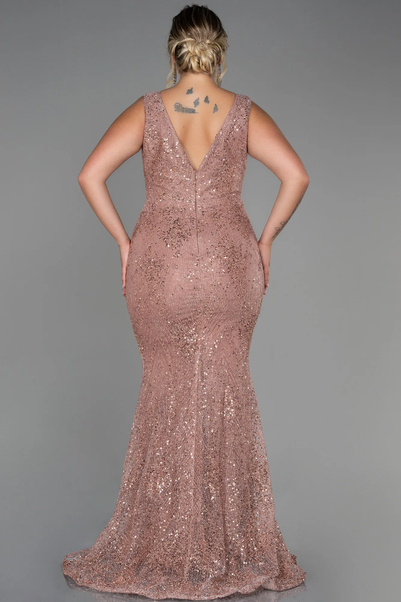 Onion Skin-Long Plus Size Evening Dress ABU3214