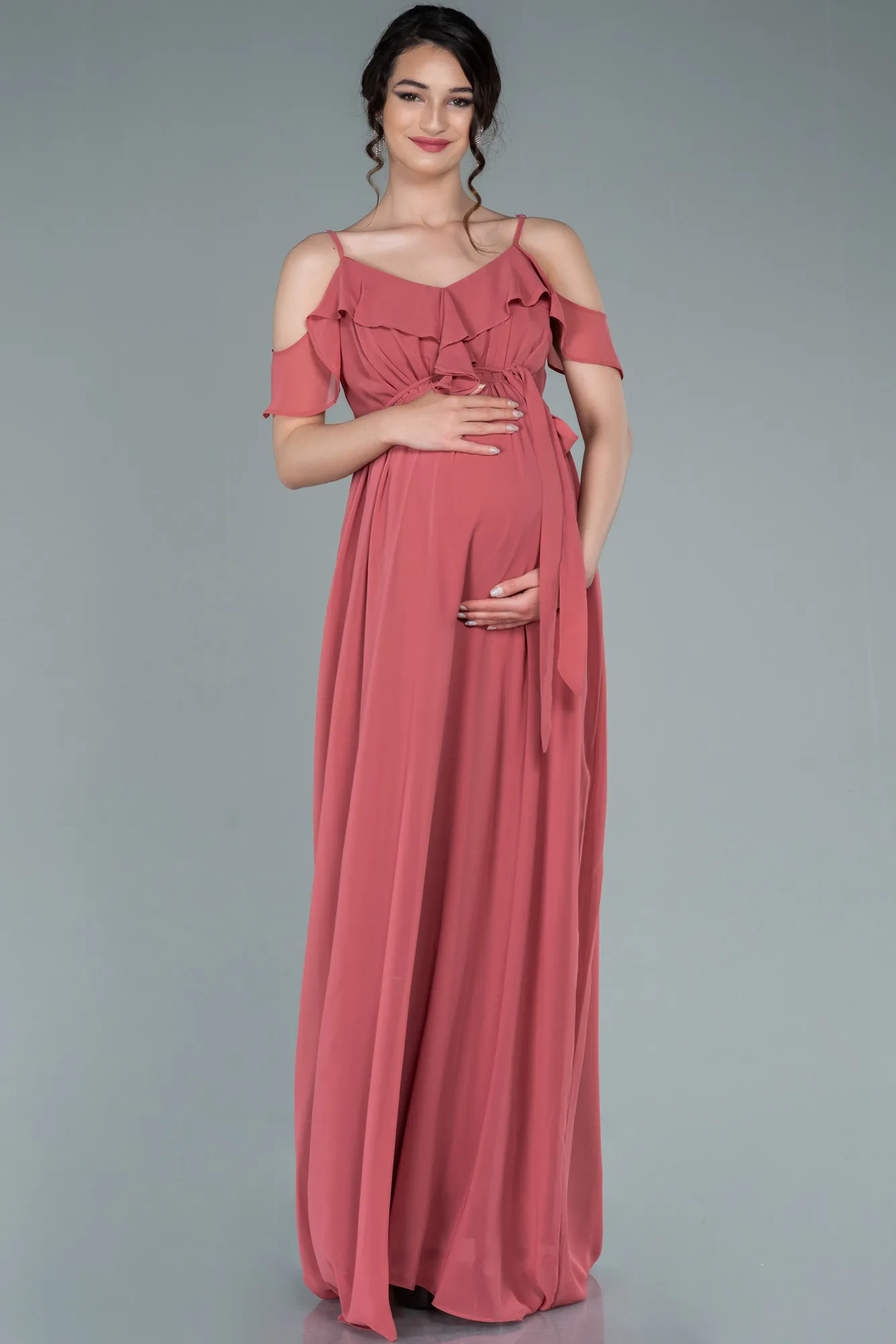 Onion Skin-Long Pregnancy Evening Dress ABU744