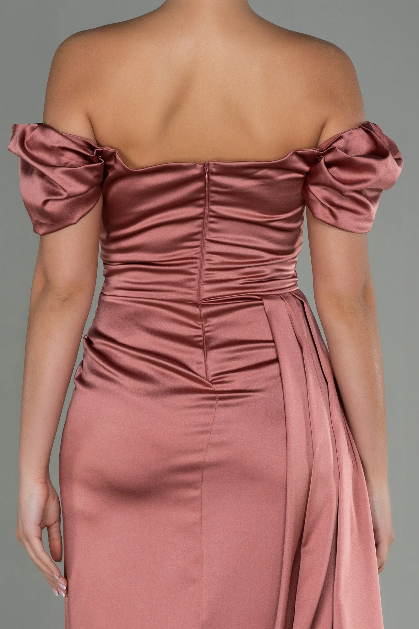 Onion Skin-Long Satin Engagement Dress ABU1606