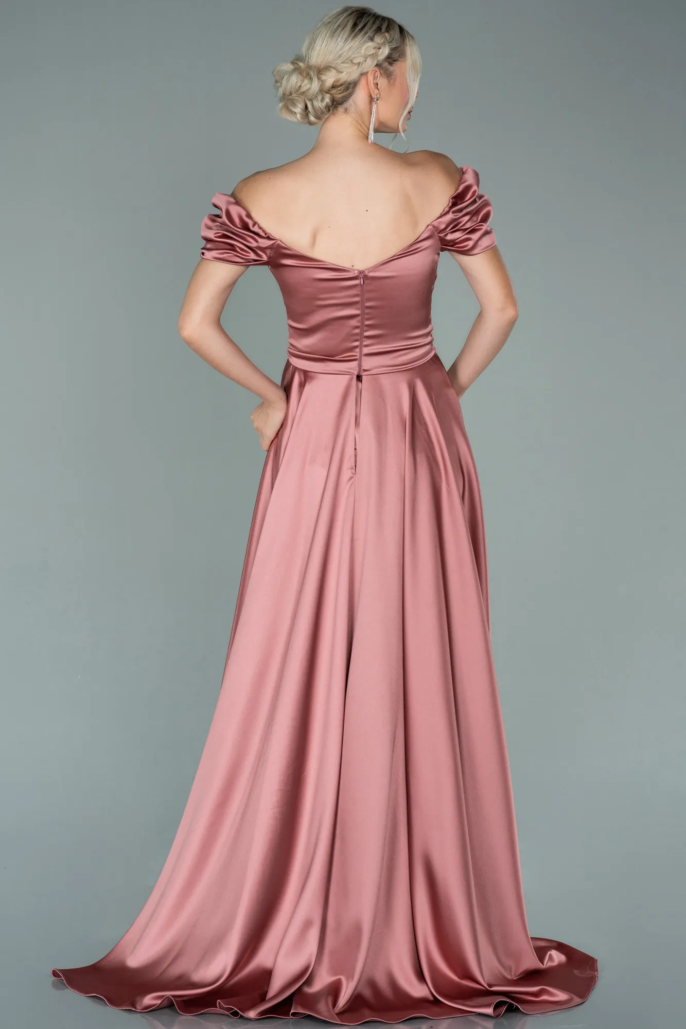 Onion Skin-Long Satin Evening Dress ABU2003