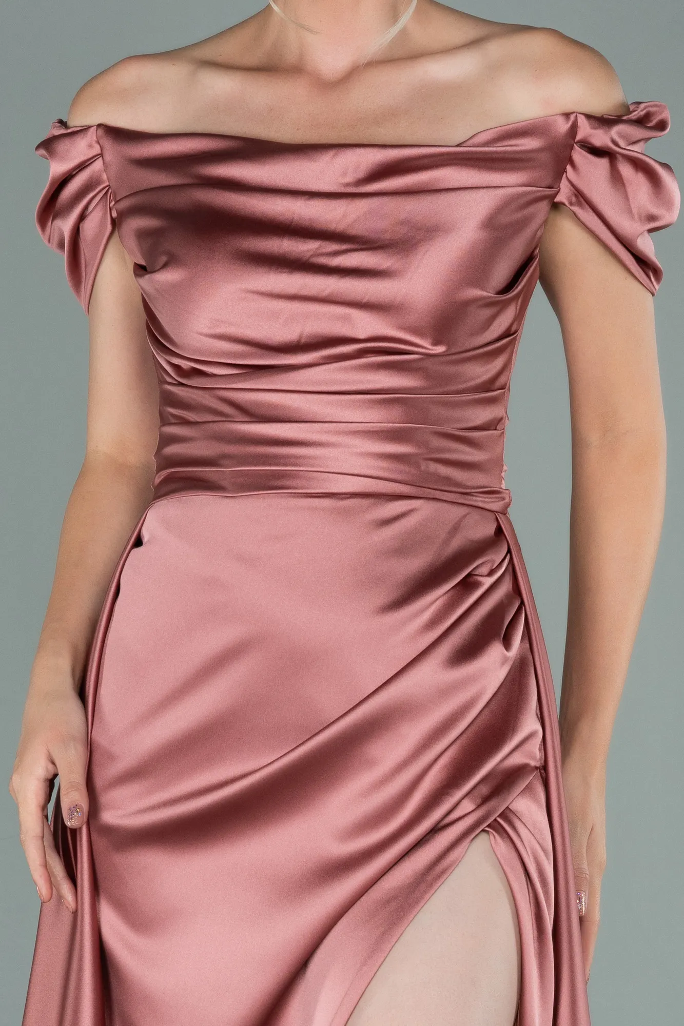 Onion Skin-Long Satin Evening Dress ABU2003