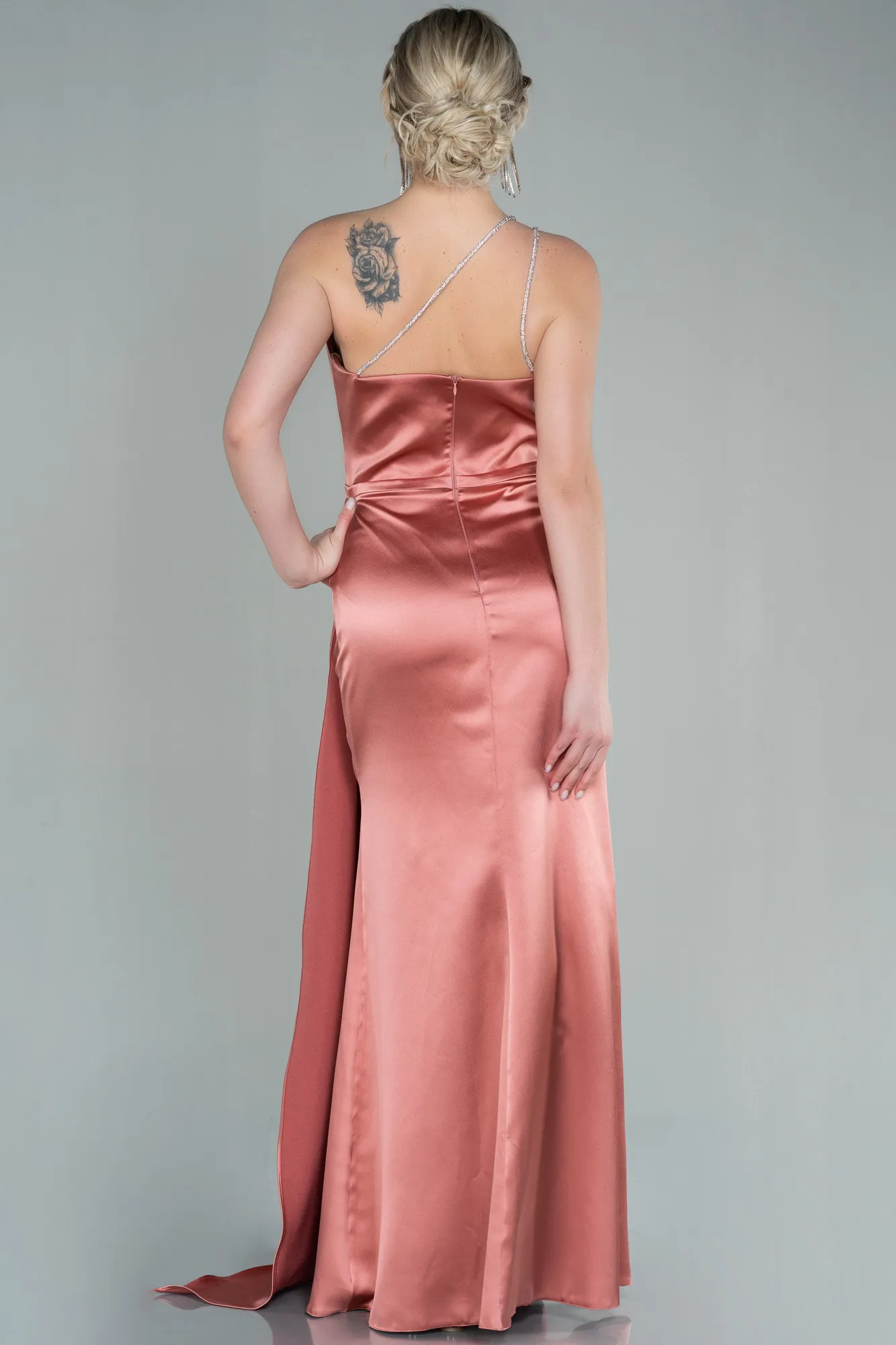 Onion Skin-Long Satin Evening Dress ABU2817