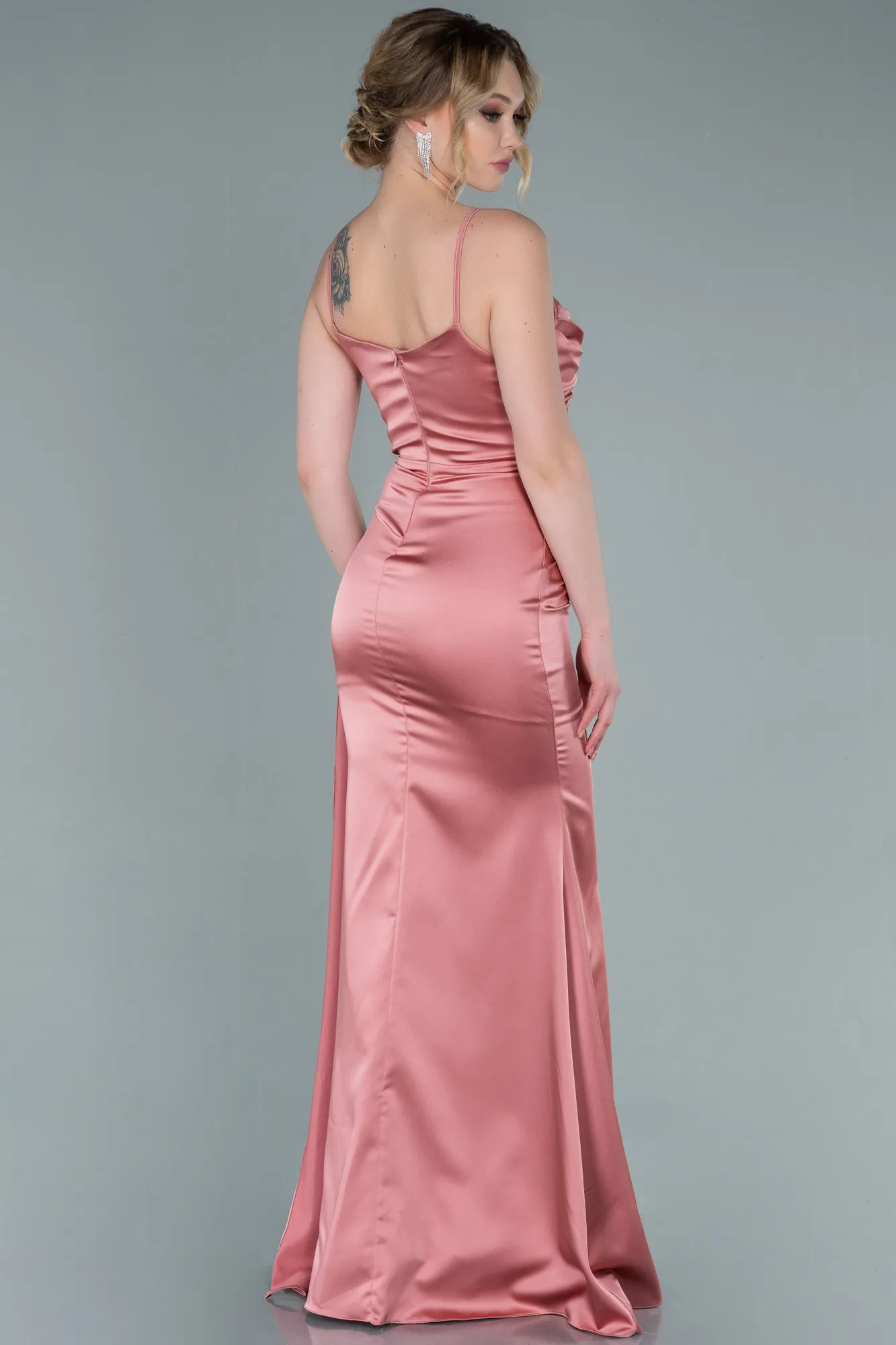 Onion Skin-Long Satin Mermaid Evening Dress ABU1894