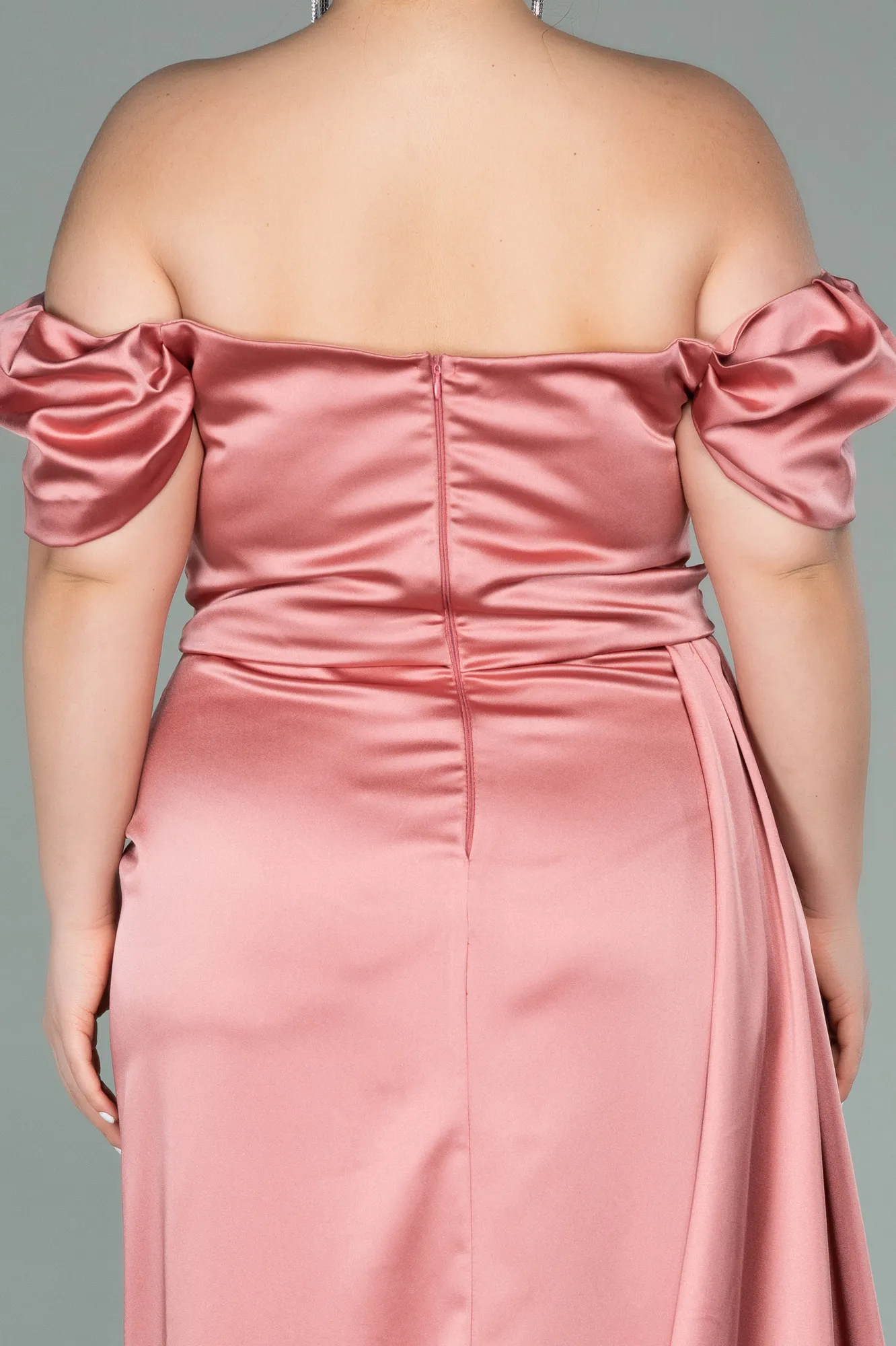 Onion Skin-Long Satin Plus Size Evening Dress ABU1626