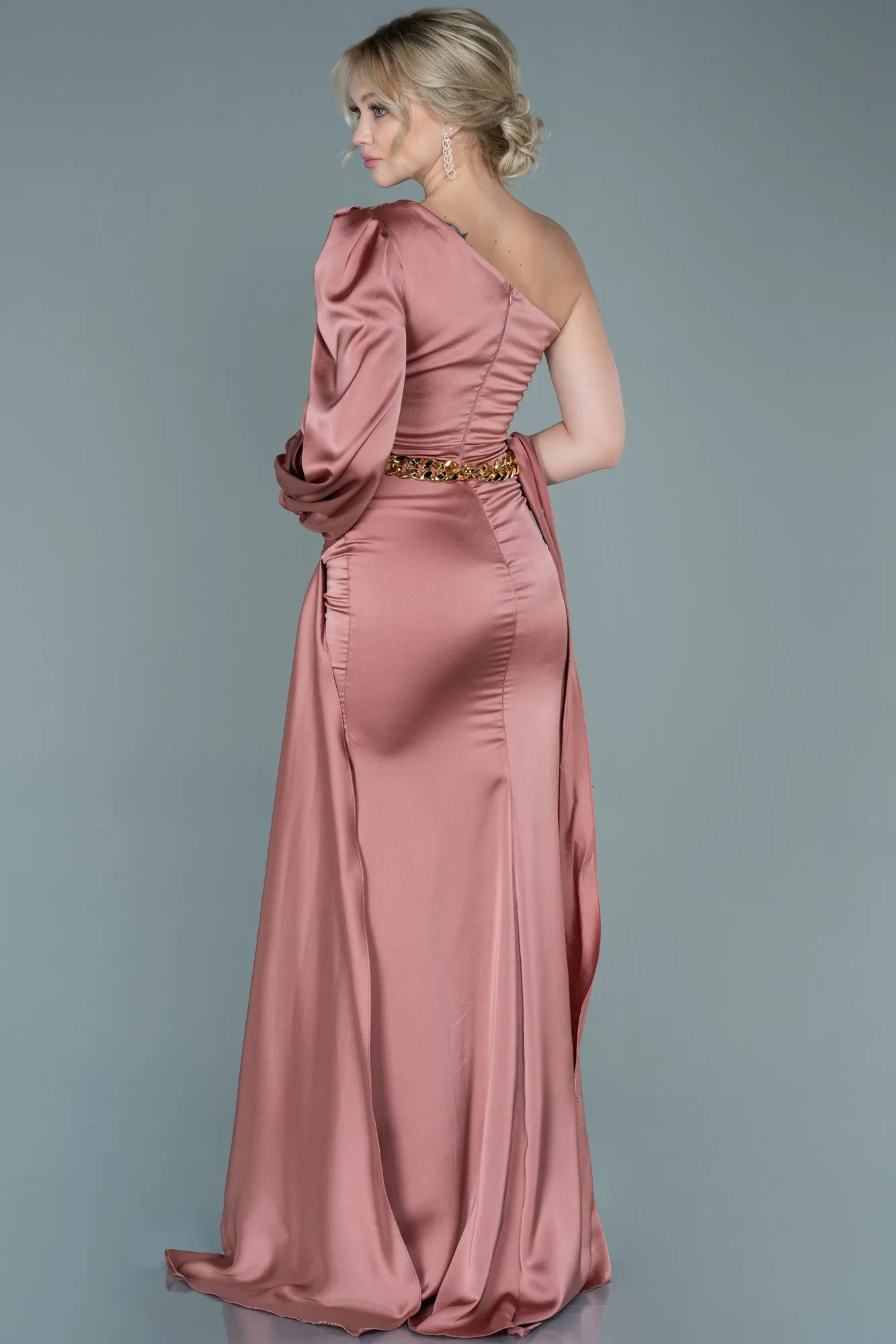 Onion Skin-Long Satin Prom Gown ABU2625