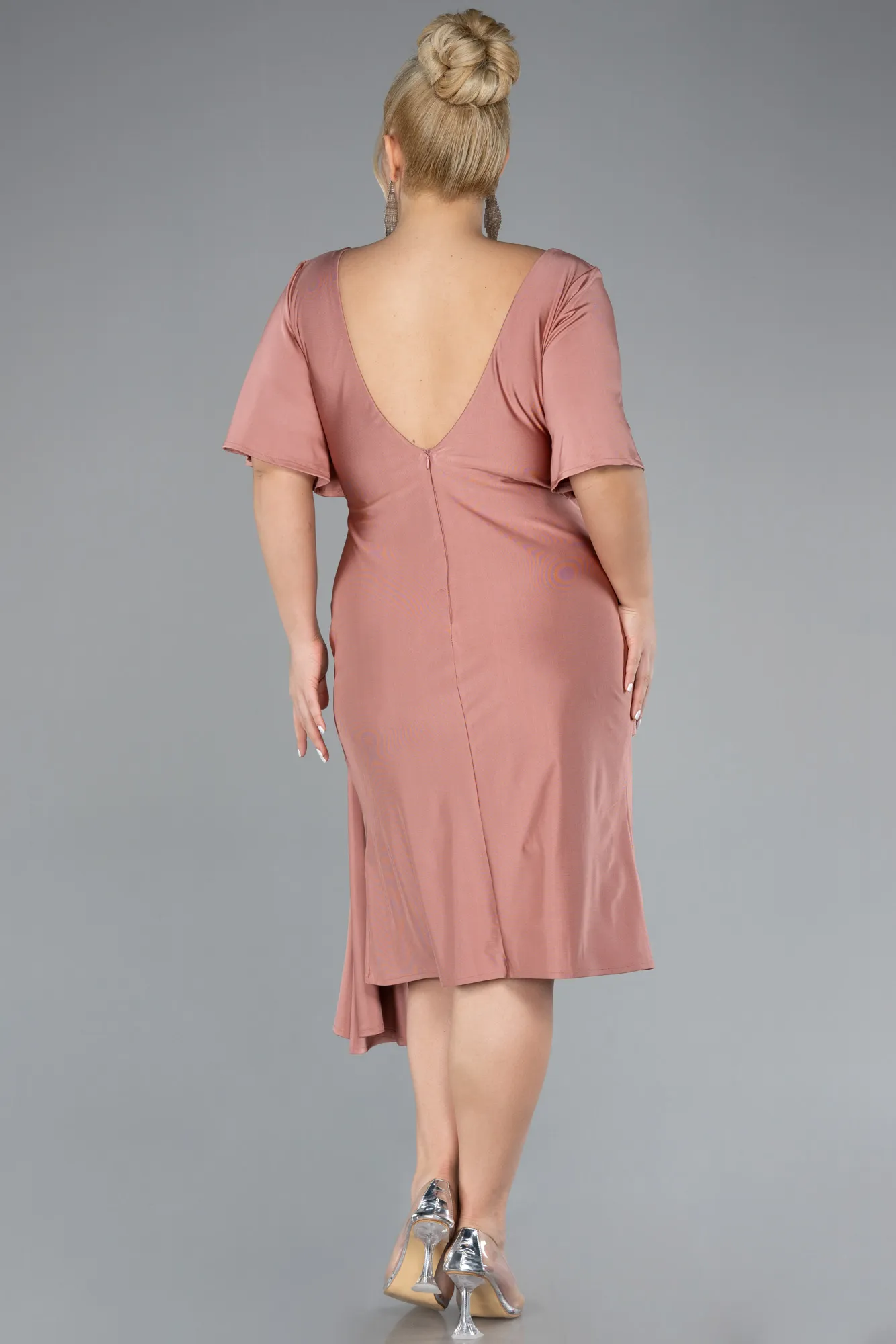 Onion Skin-Short Sleeve Midi Cocktail Dress ABK2162