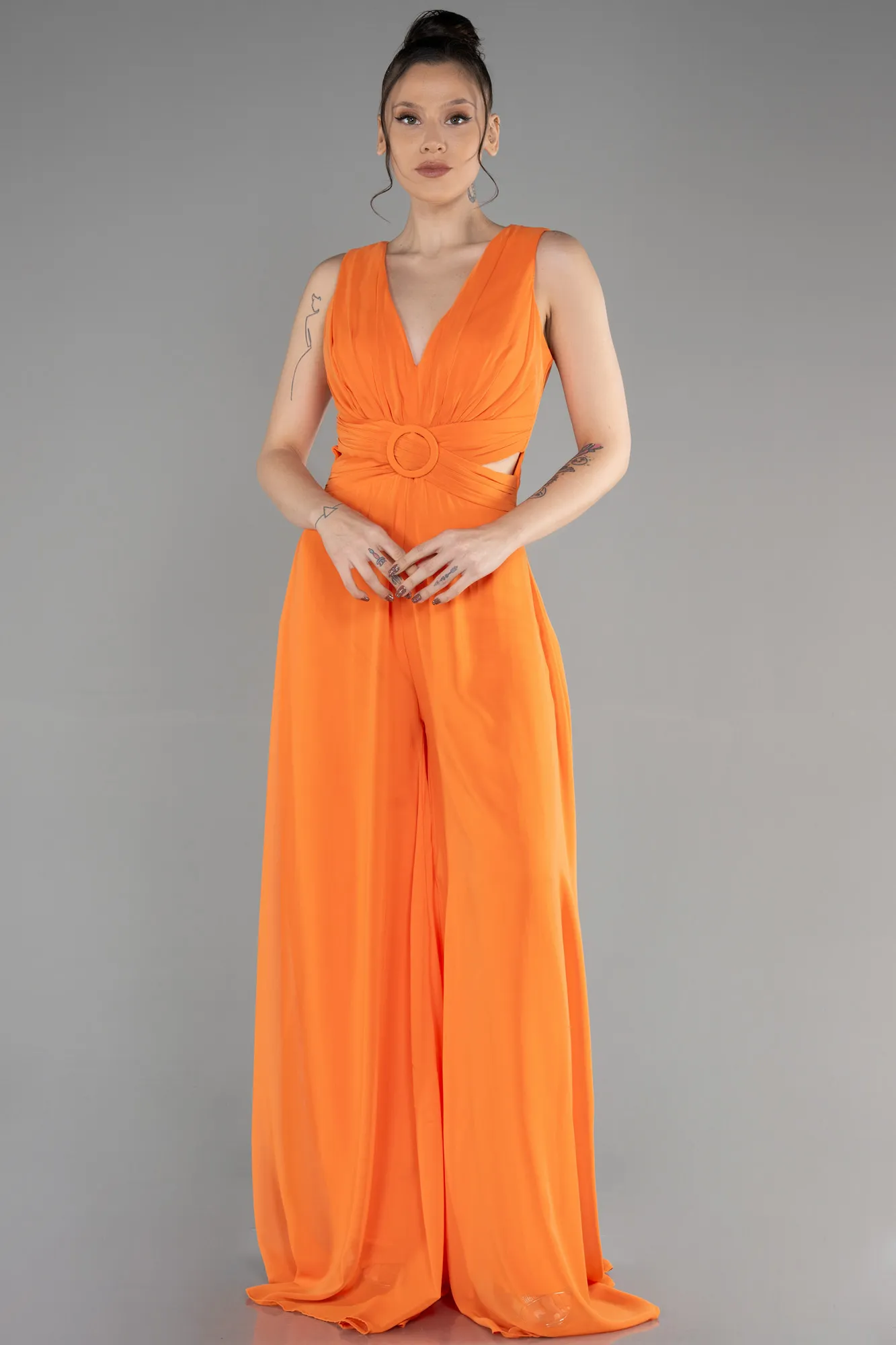 Orange-Chiffon Invitation Dress ABT075