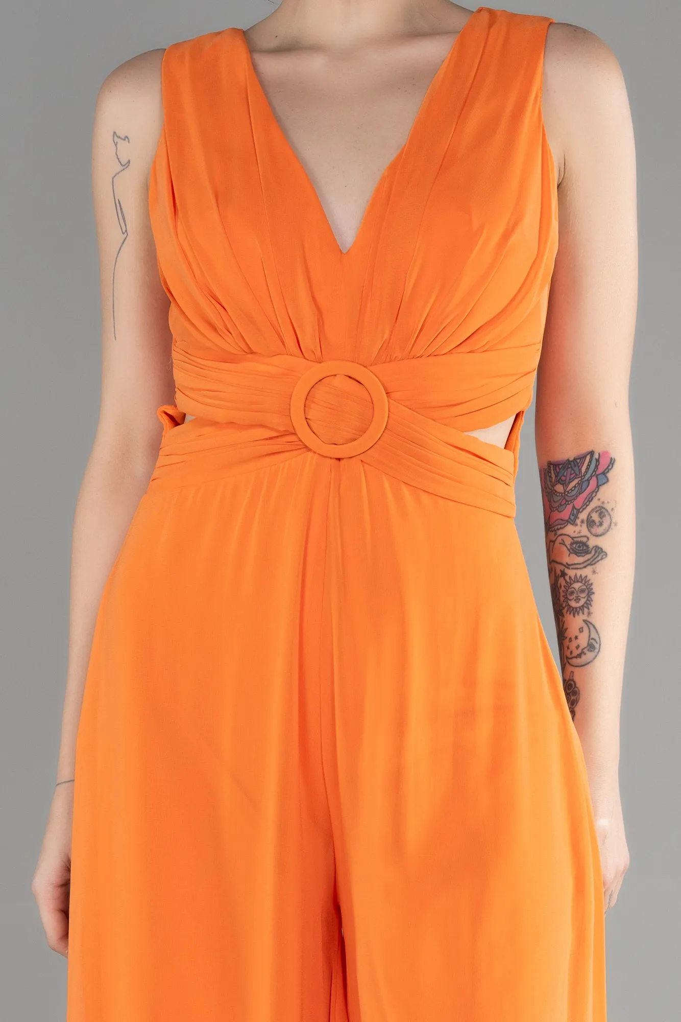 Orange-Chiffon Invitation Dress ABT075