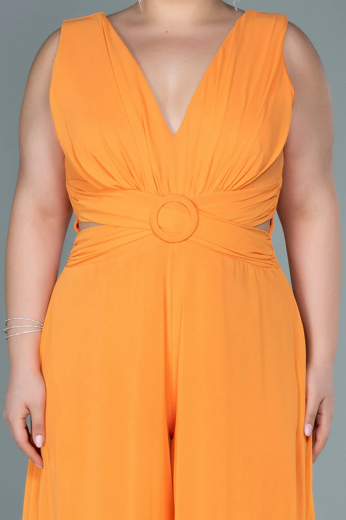 Orange-Chiffon Plus Size Evening Dress ABT082