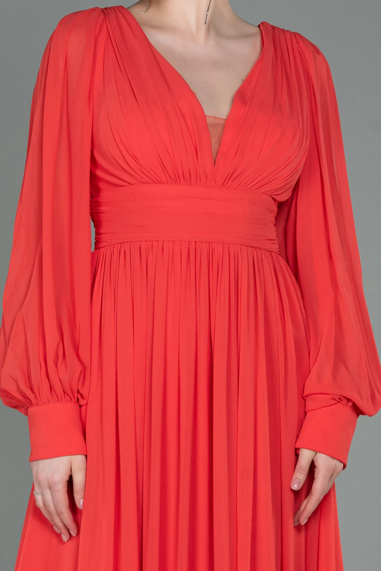 Orange-Long Chiffon Evening Dress ABU1702