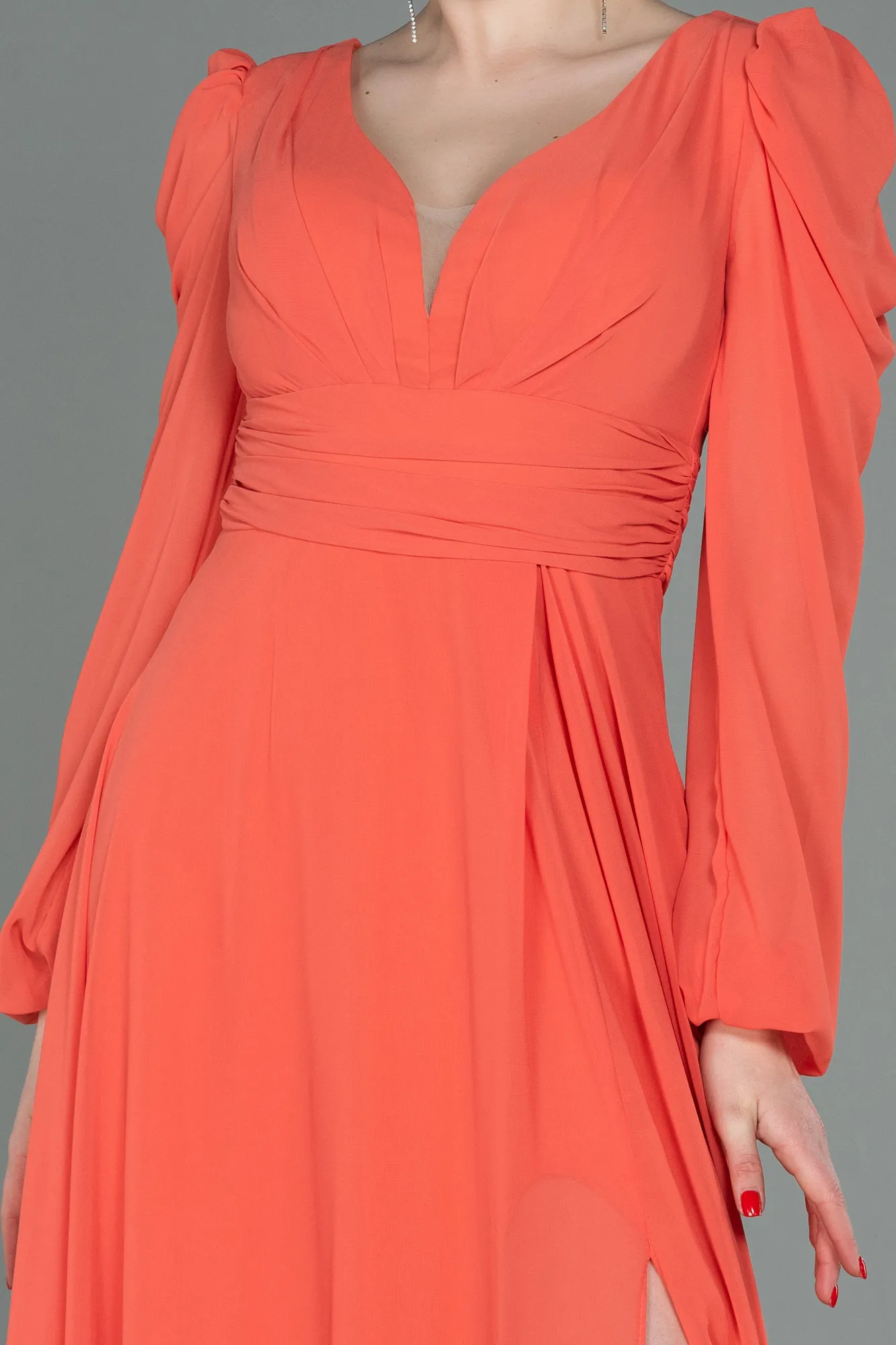 Orange-Long Chiffon Evening Dress ABU3085