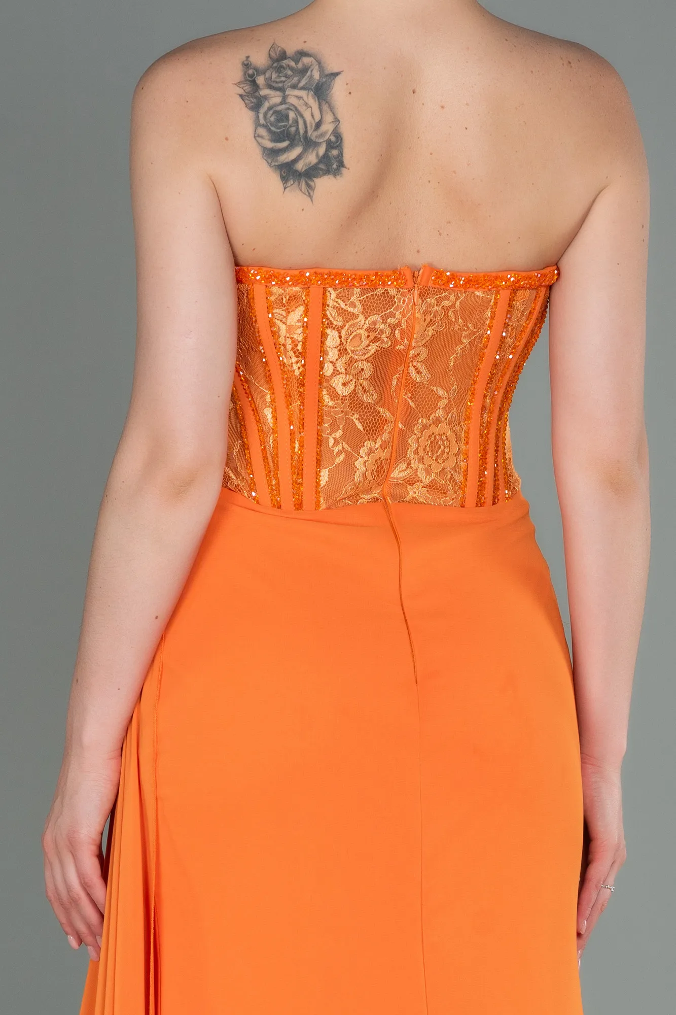 Orange-Long Chiffon Evening Dress ABU3145