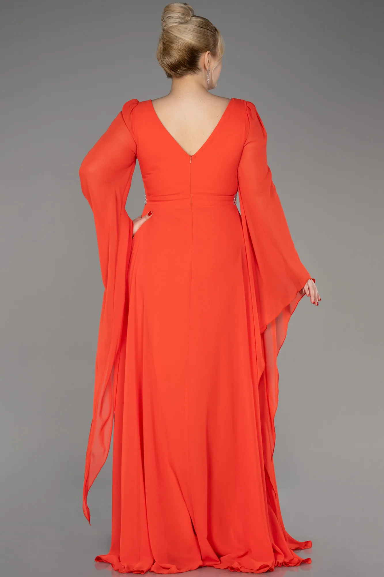 Orange-Long Chiffon Evening Dress ABU3541