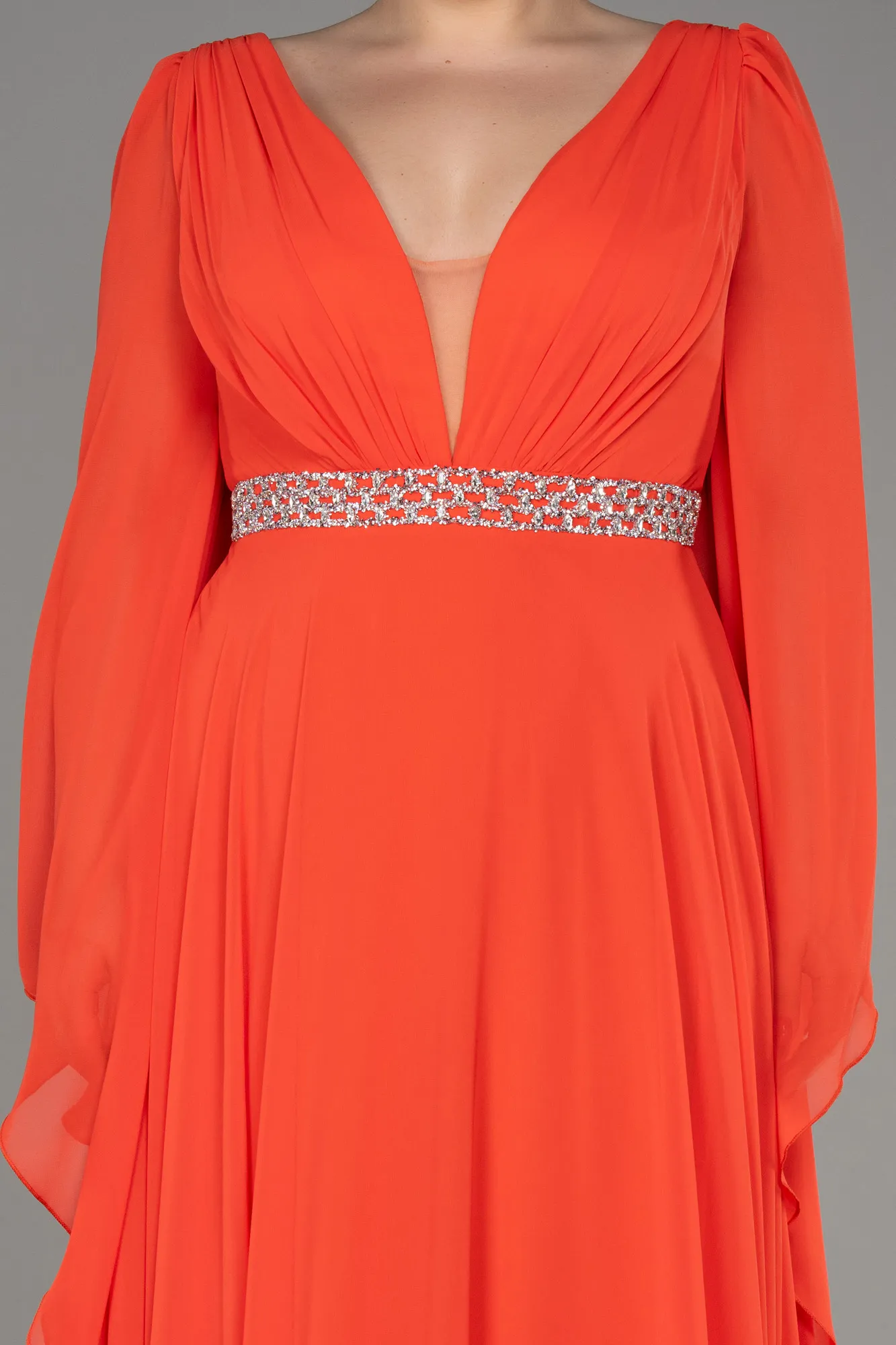 Orange-Long Chiffon Evening Dress ABU3541