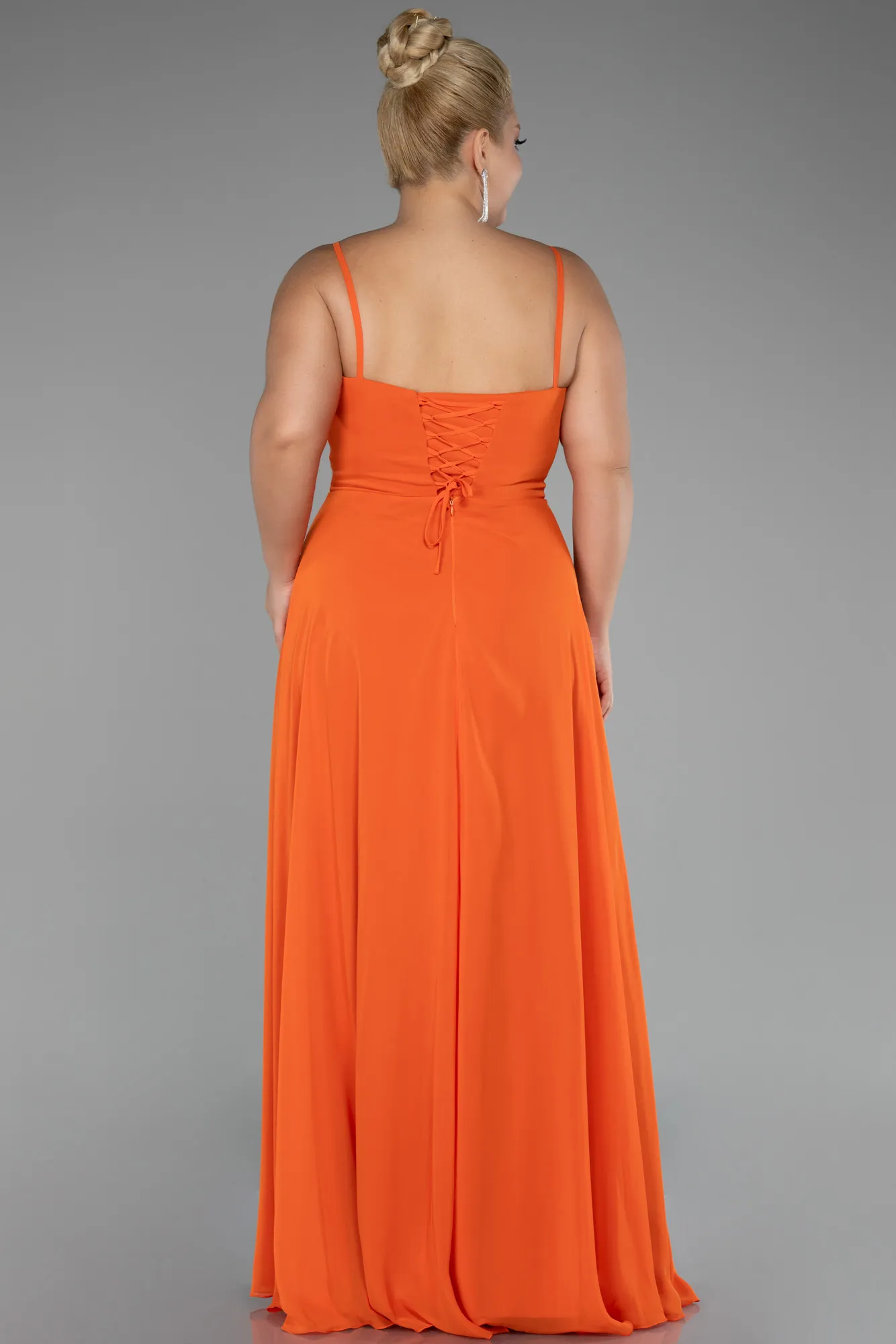 Orange-Long Chiffon Plus Size Prom Dress ABU4166