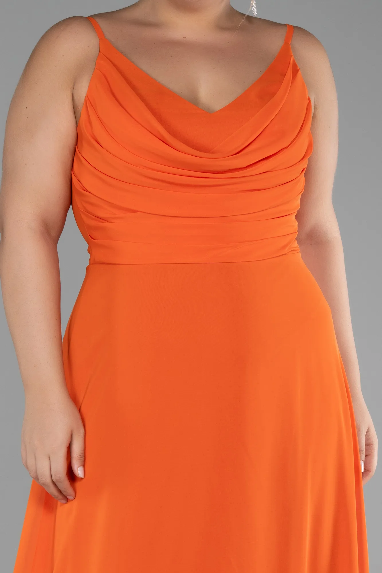 Orange-Long Chiffon Plus Size Prom Dress ABU4166